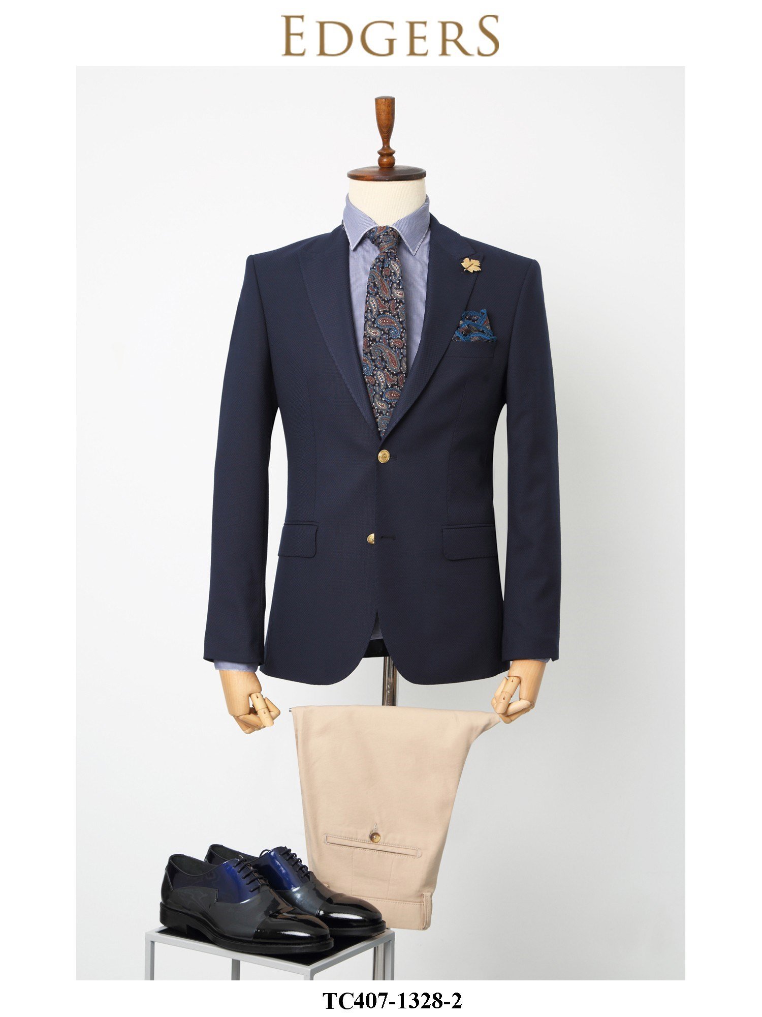 Dark-Blue Slim Fit Two-Button Jacket Wholesale