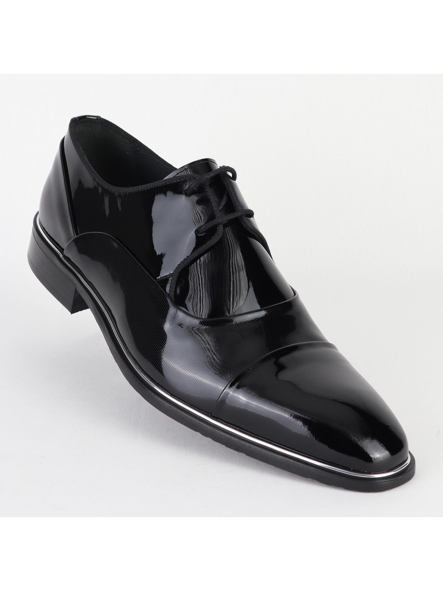 Classic Lace up Lustrous Leather Black Men's Shoes Wholesale 