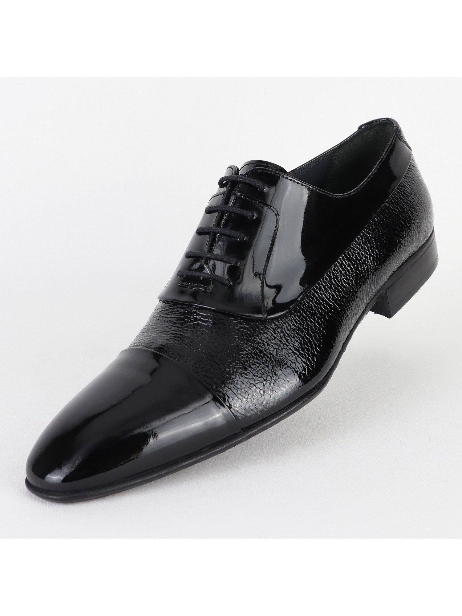 Classic Black Bright Leather Men's Shoes Wholesale
