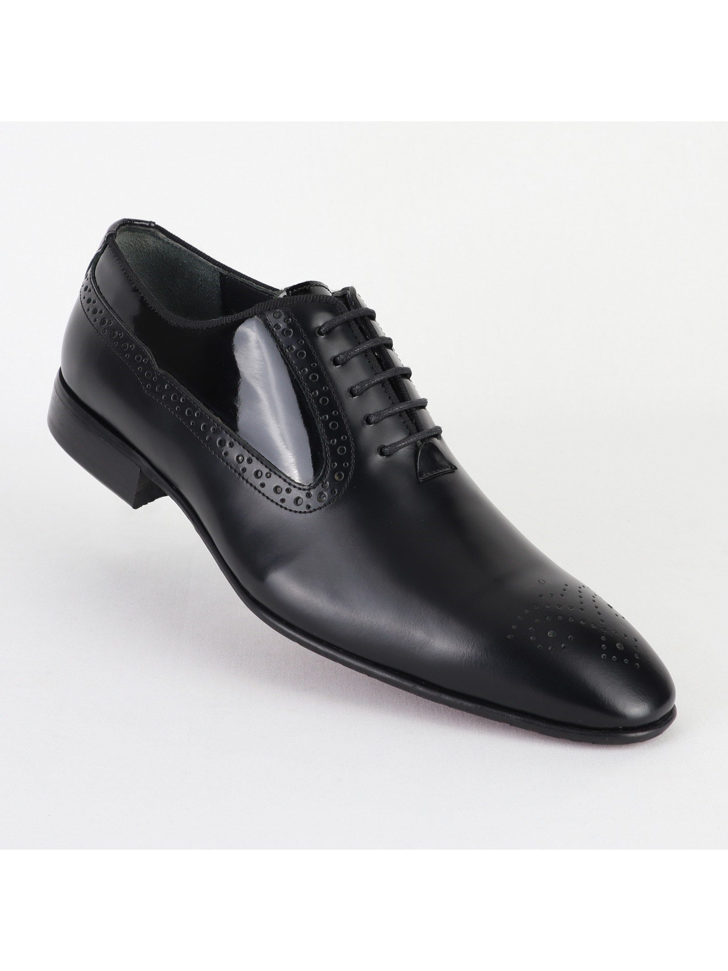 Black Leather Patterned Men's Shoes Wholesale