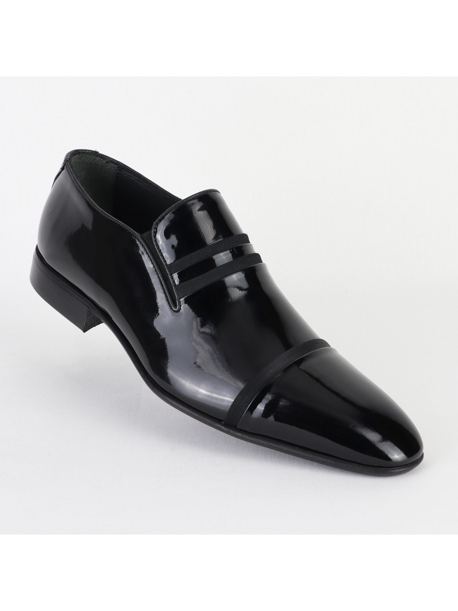 Black Double Striped Classic Leather Men's Shoes Wholesale