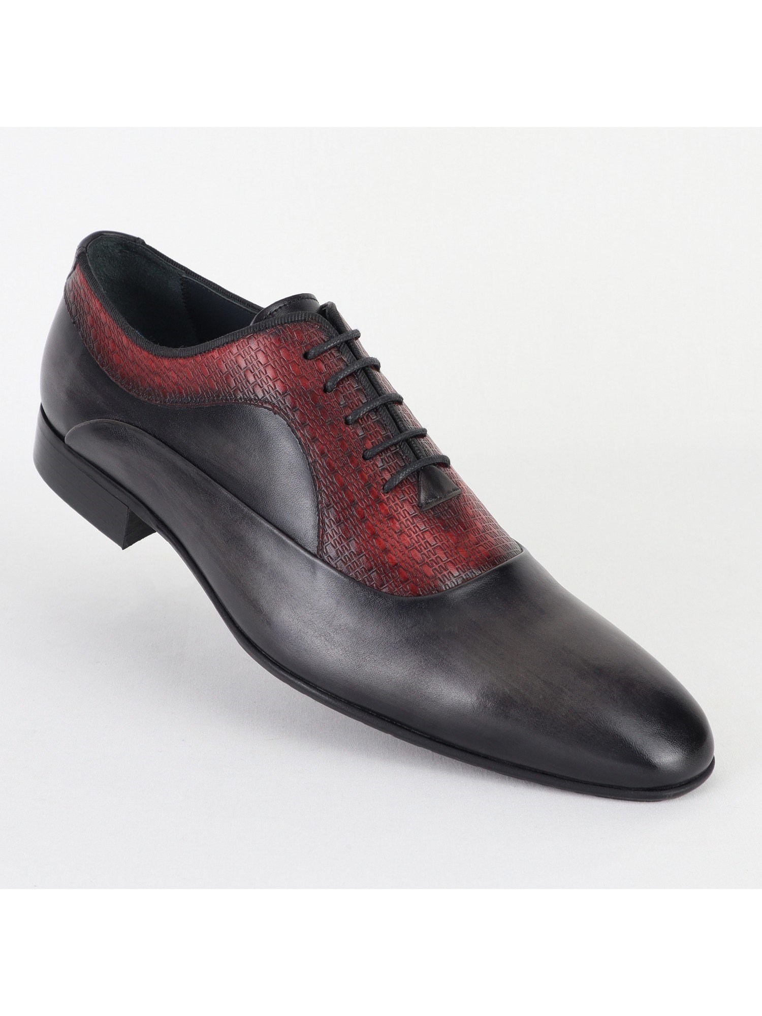 Black Maroon Leather Classic Men's Shoes Wholesale