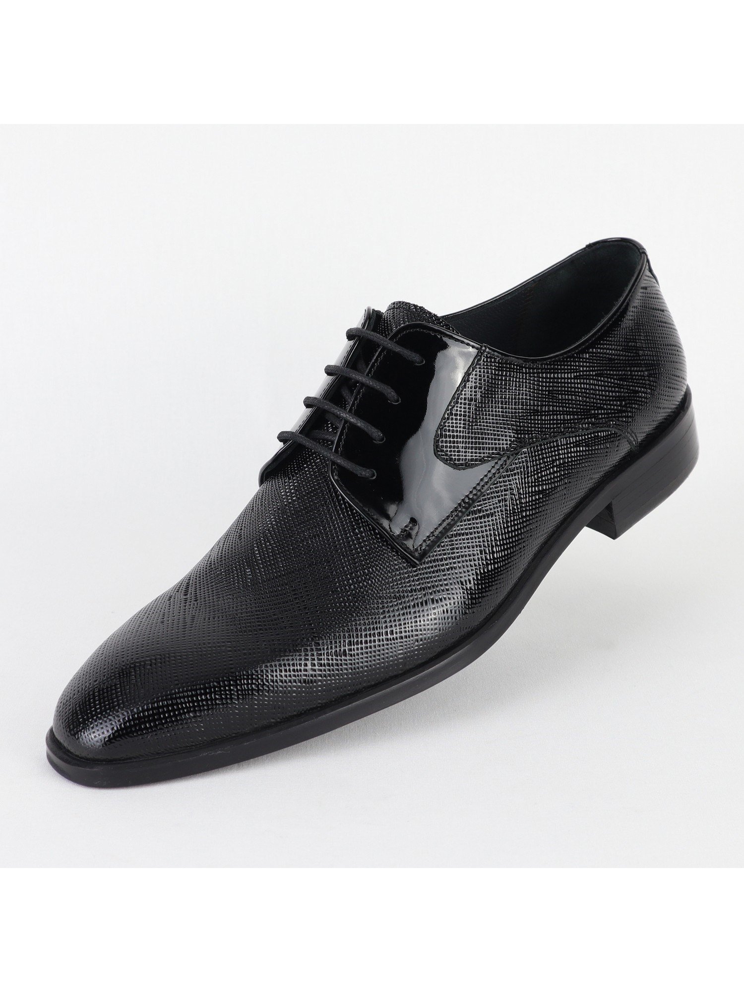 Classic Lace-up Leather Black Lustrous Men's Shoes Wholesale