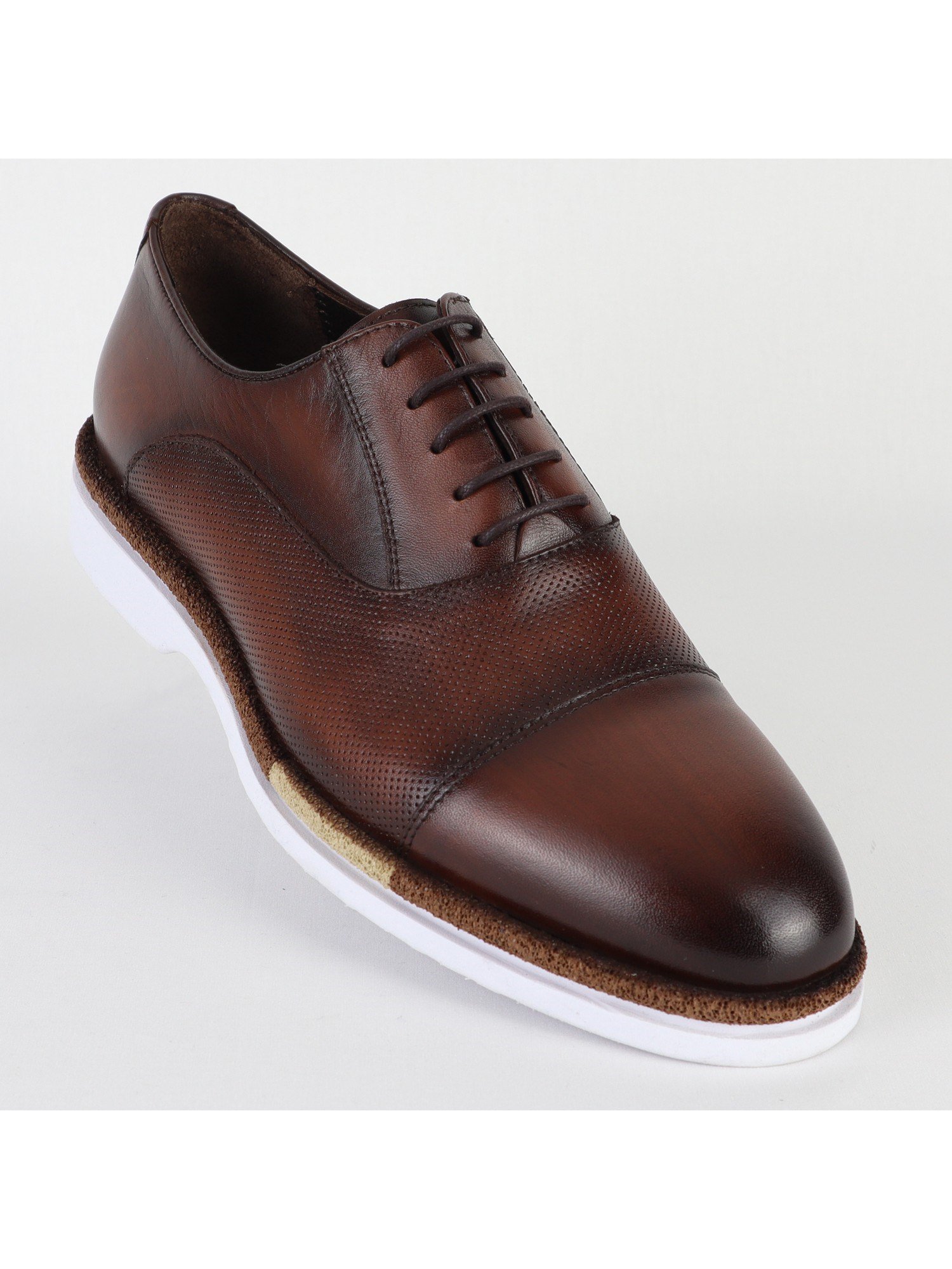 Dotted Brown Color White Sole Classic Men’s Shoes Wholesale