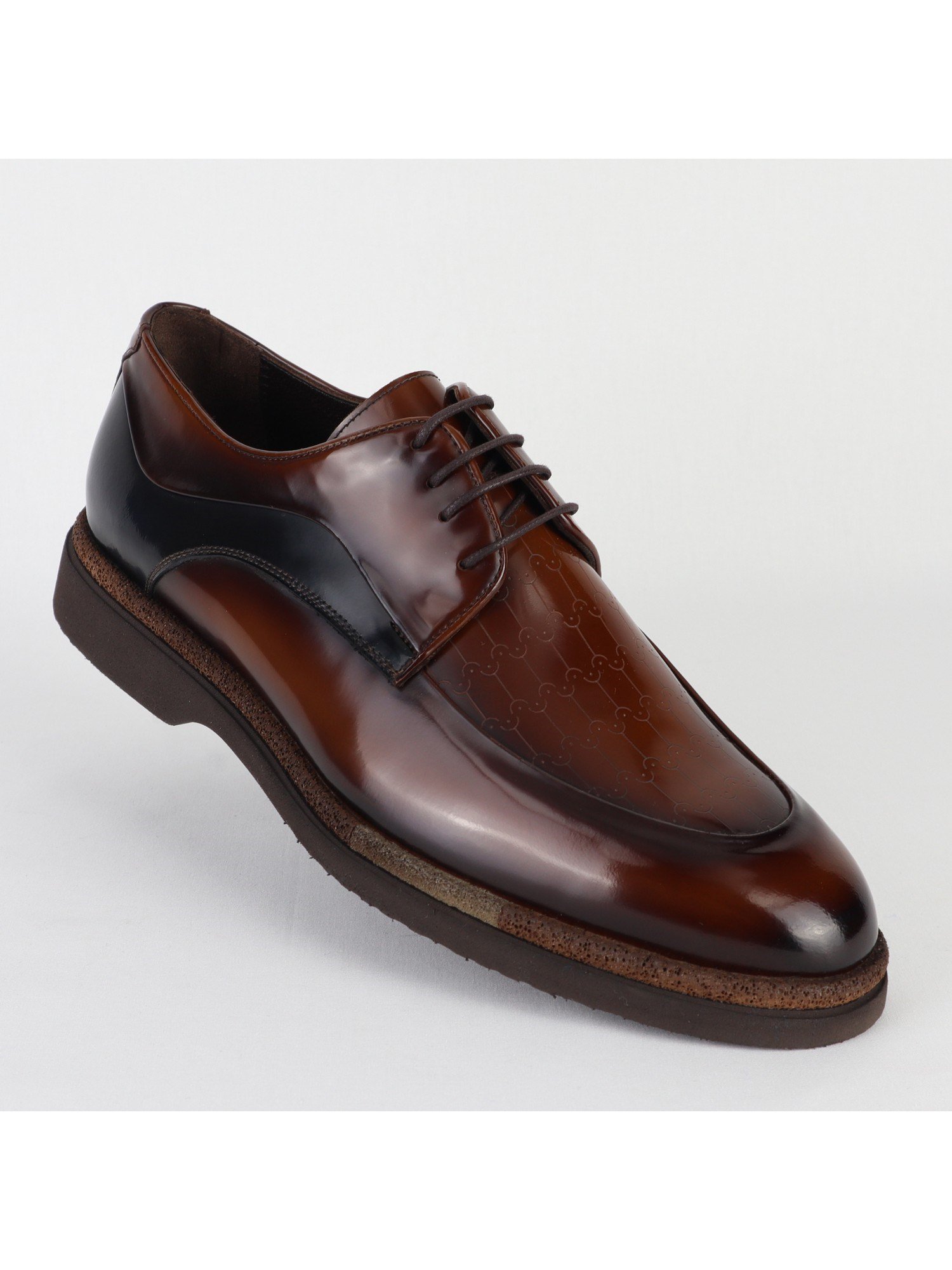 Lacquered Brown Toned Classic Leather Men’s Shoes Wholesale