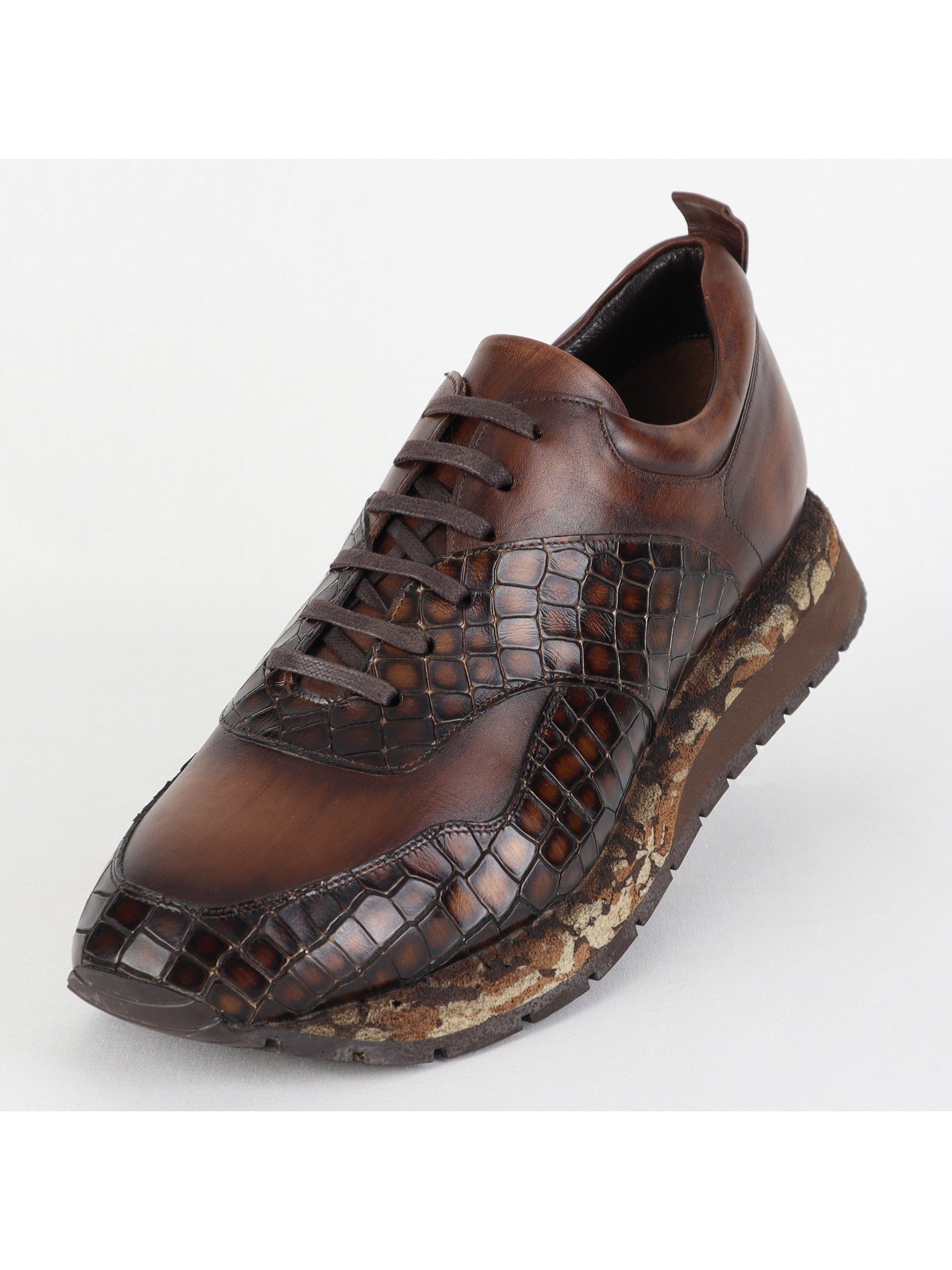 Brown Tones Patterned Sole Lace Up Comfort Men’s Shoes Wholesale