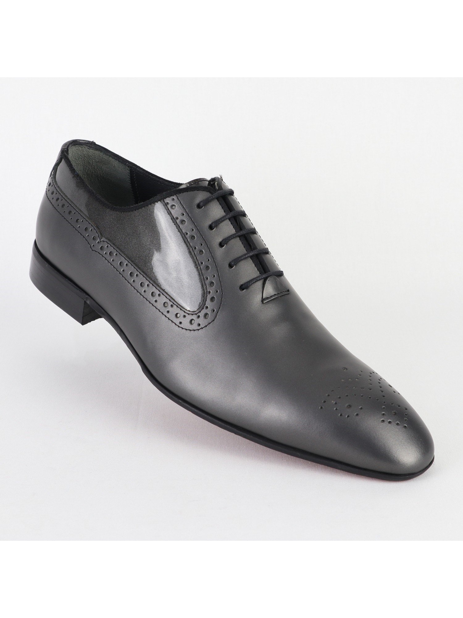 Gray Leather Patterned Men's Shoes Wholesale