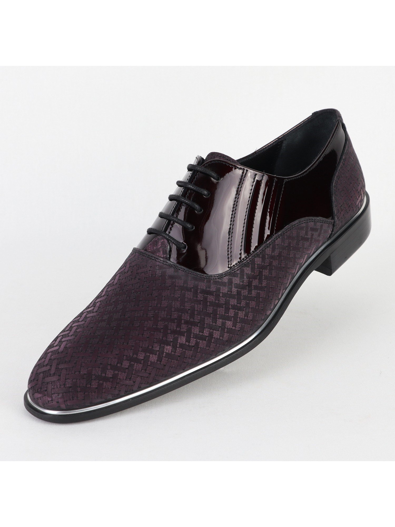 Leather Patterned Maroon Classic Men's Shoes Wholesale