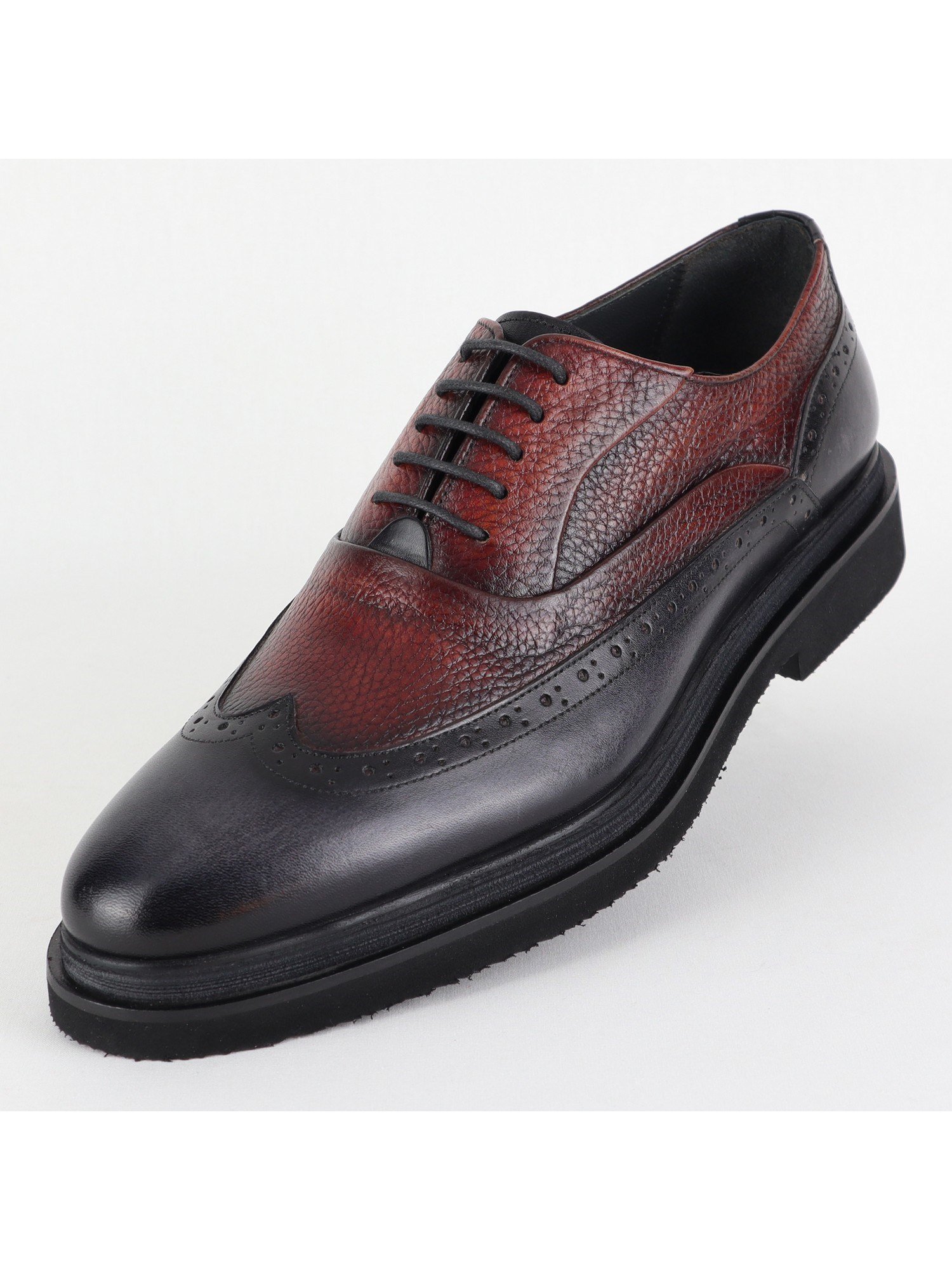 Burgundy & Black Matte Classic Men’s Shoes Wholesale