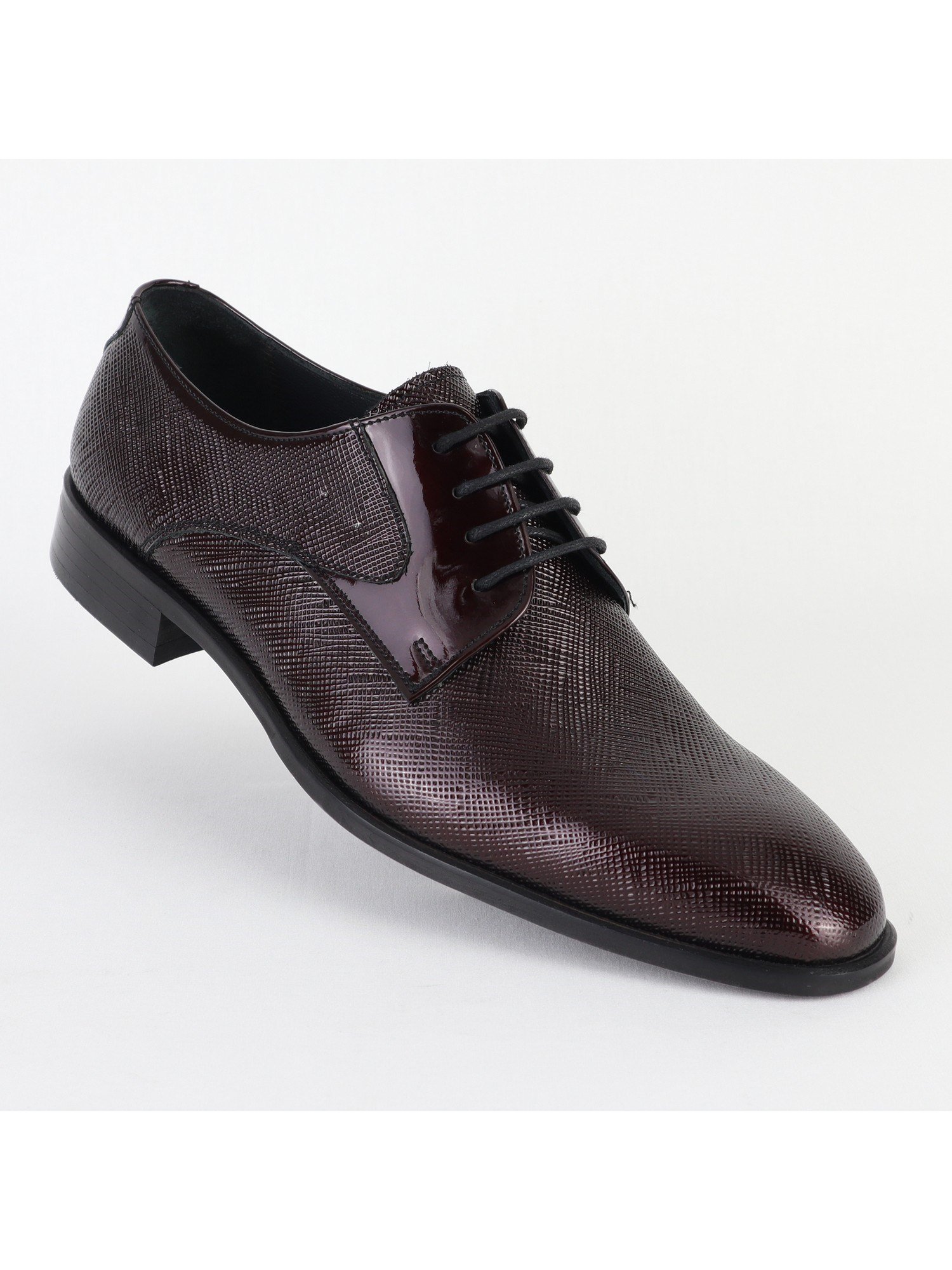 Classic Lace up Leather Maroon Men's Shoes Wholesale 