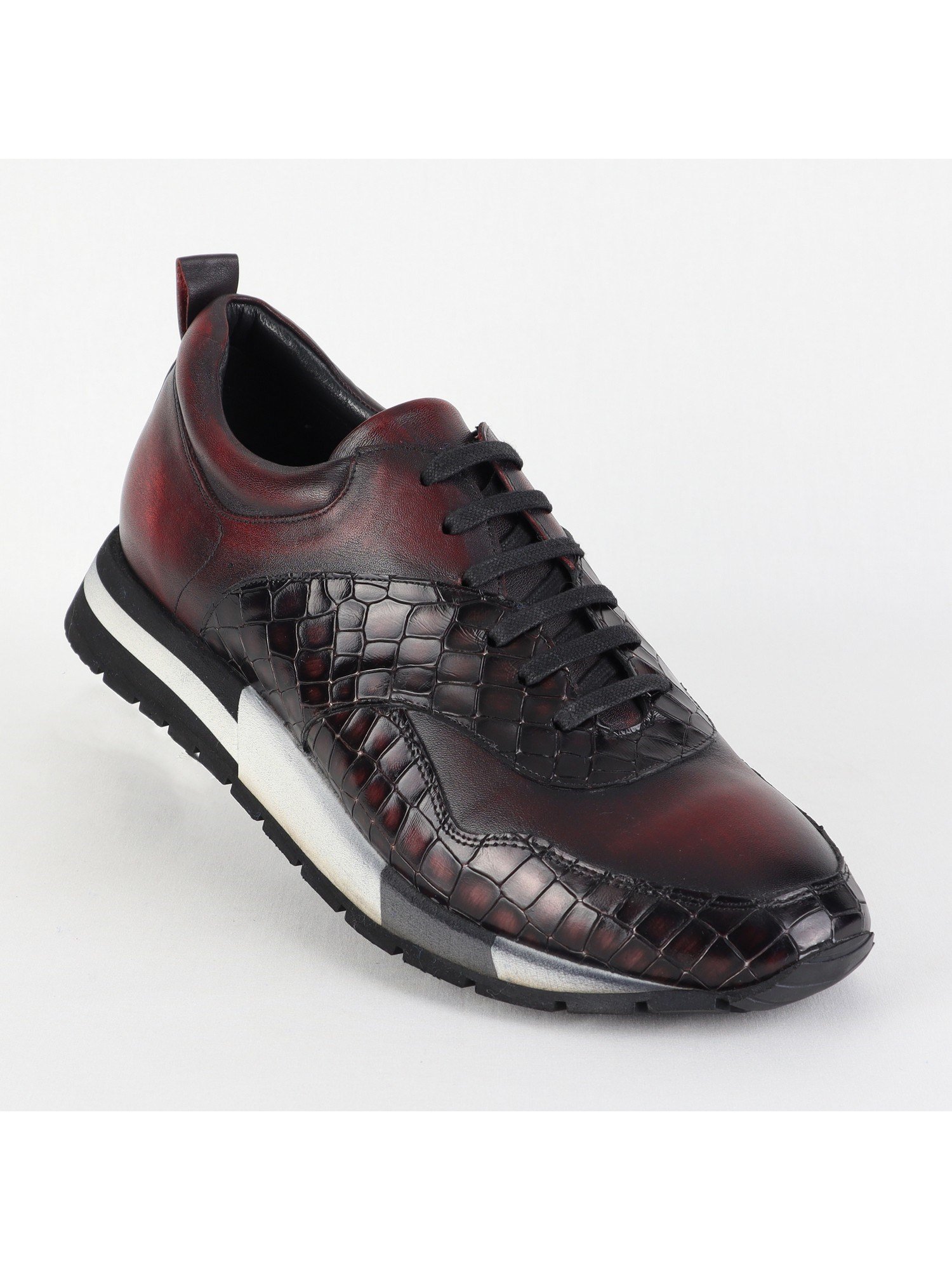 Burgundy Tones Patterned Sole Lace Up Comfort Men’s Shoes Wholesale