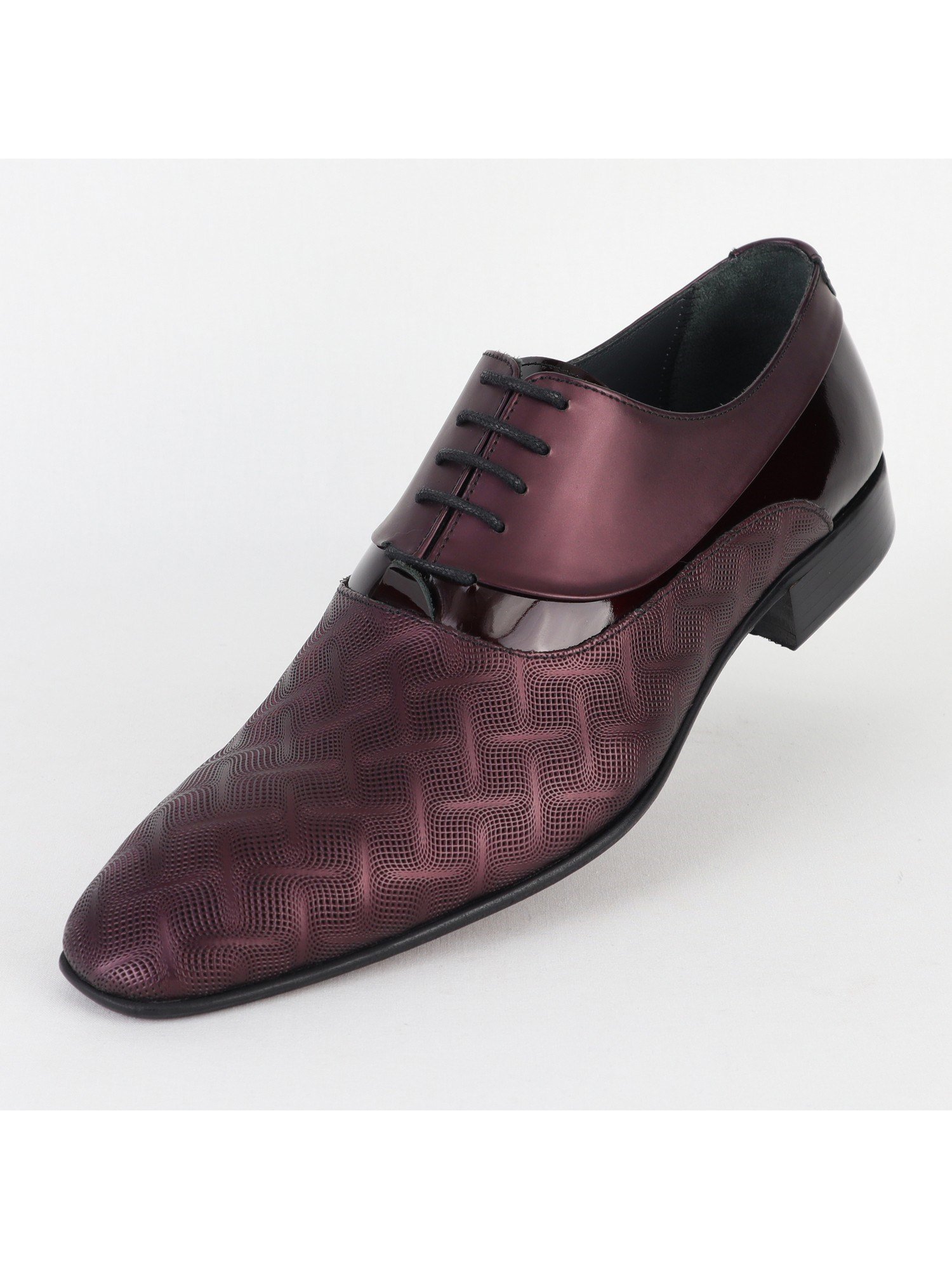 Maroon Leather Men's Classic Shoes Wholesale