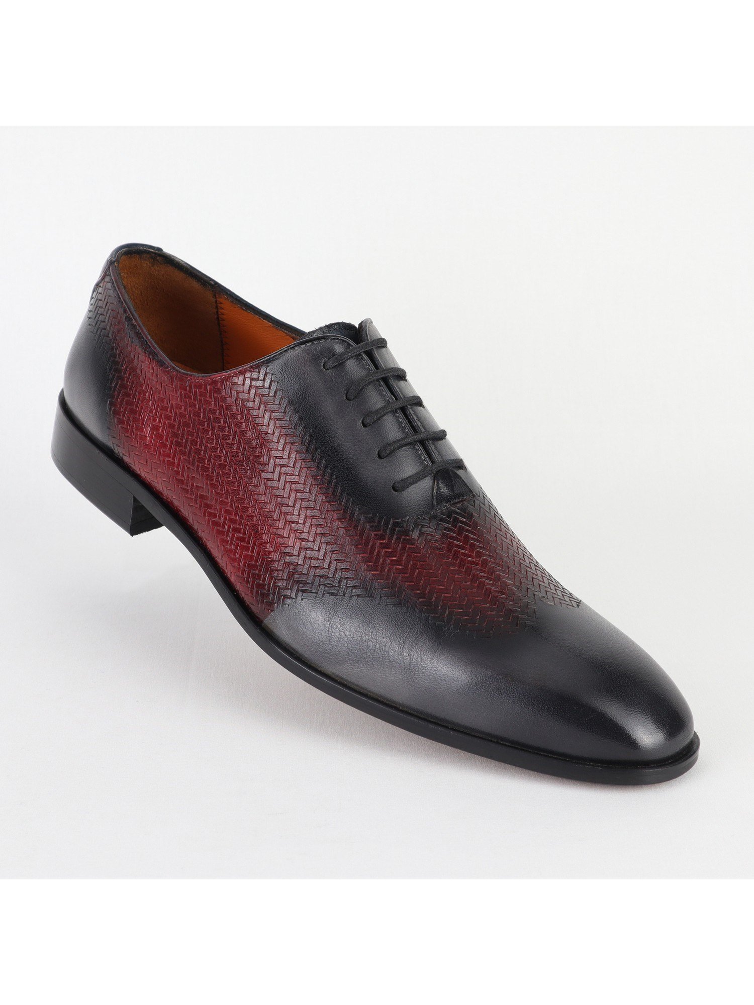 Classic Lace up Leather Maroon Black Men's Shoes Wholesale 