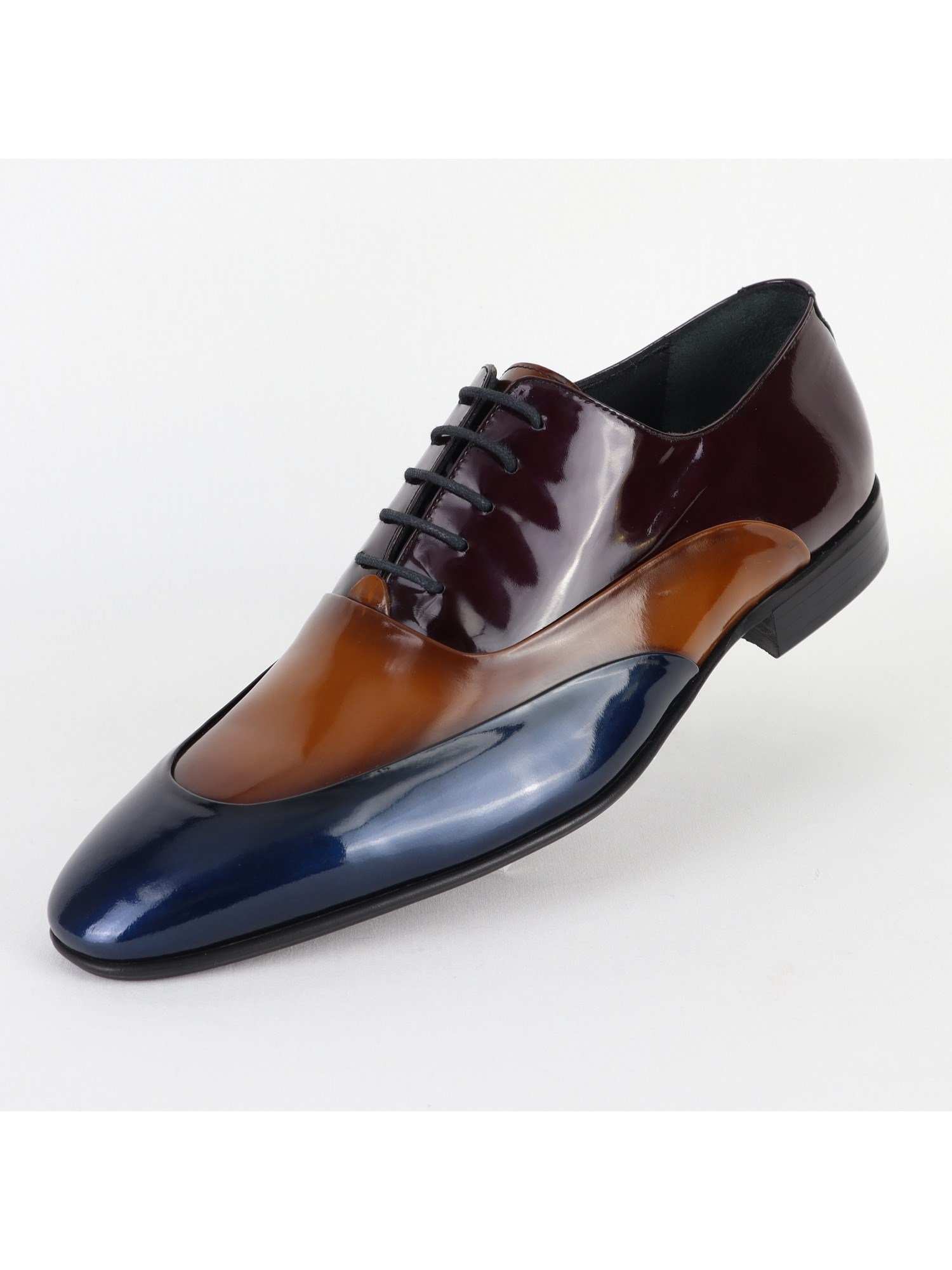 Maroon Brown Dark-Blue Leather Men's Shoes Wholesale