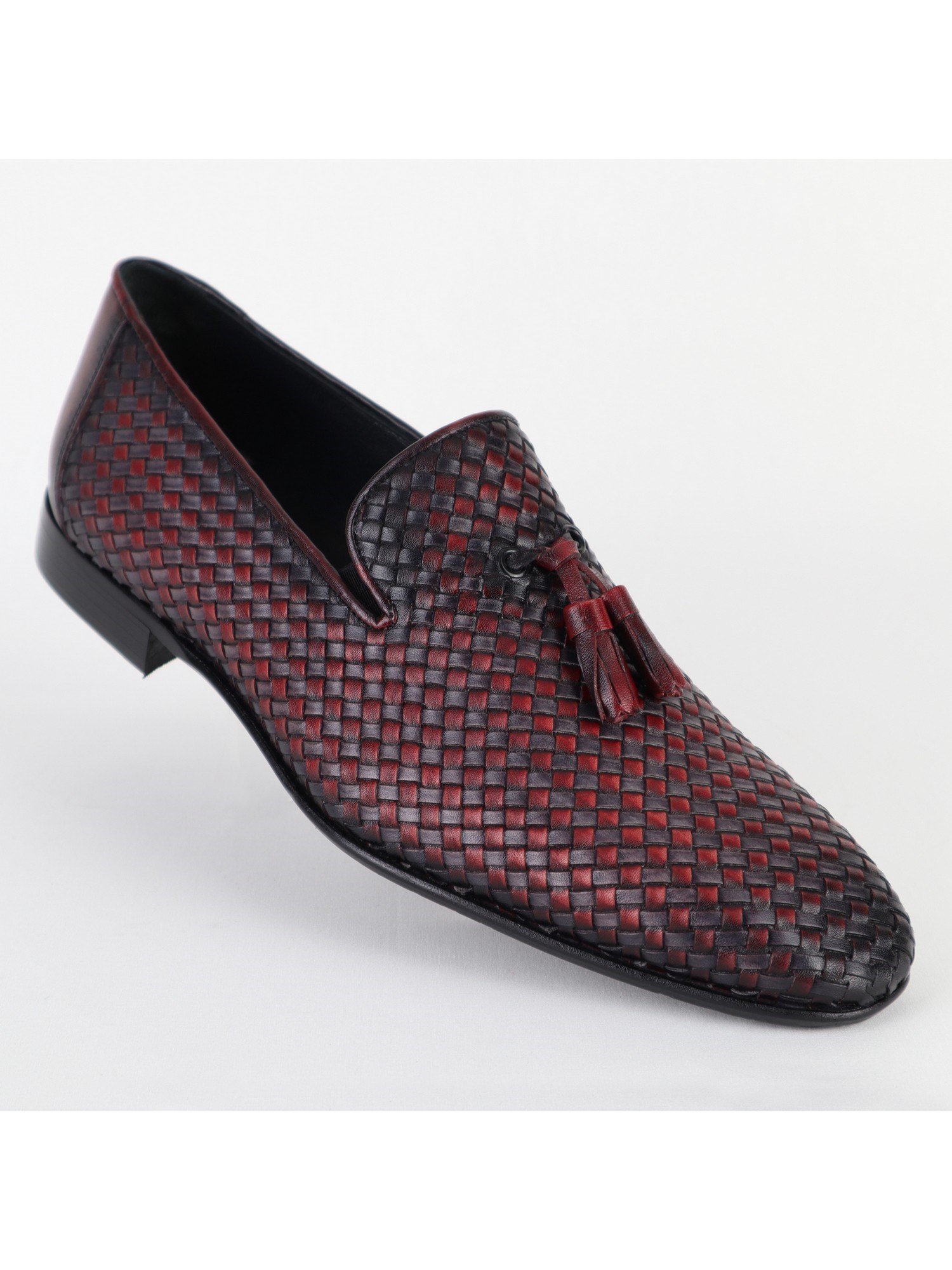 Maroon Gray Leather Men's Shoes Wholesale