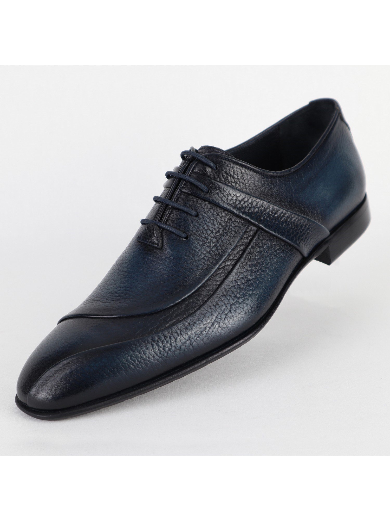 Dark- Blue Leather Classic Men's Shoes Wholesale