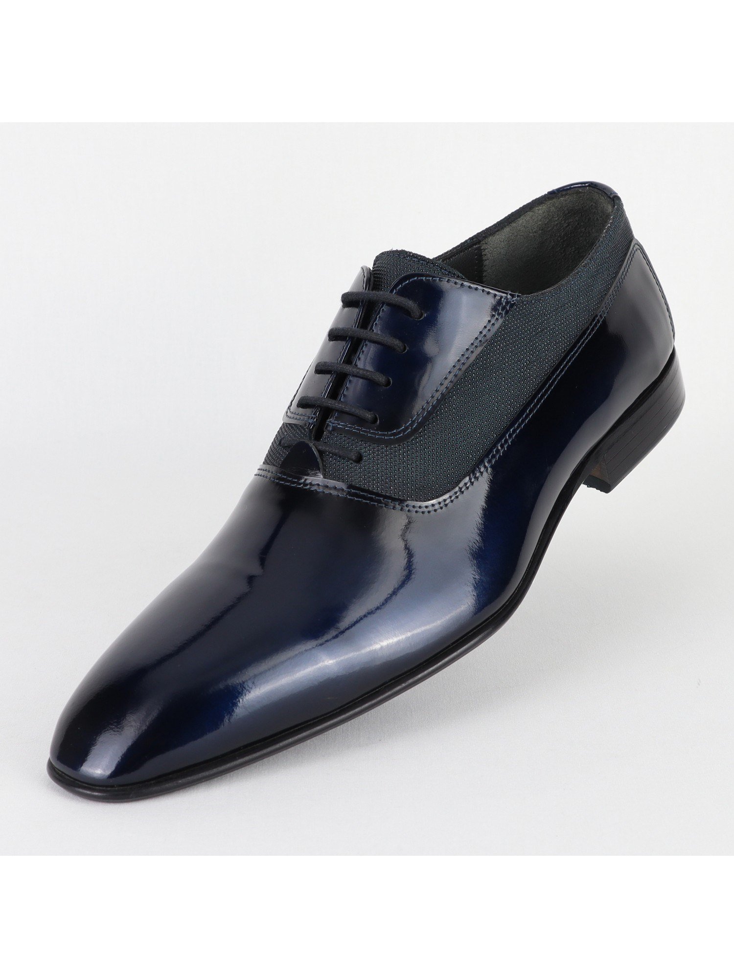 Dark Navy Toned Lace Up Leather Men's Shoes Wholesale