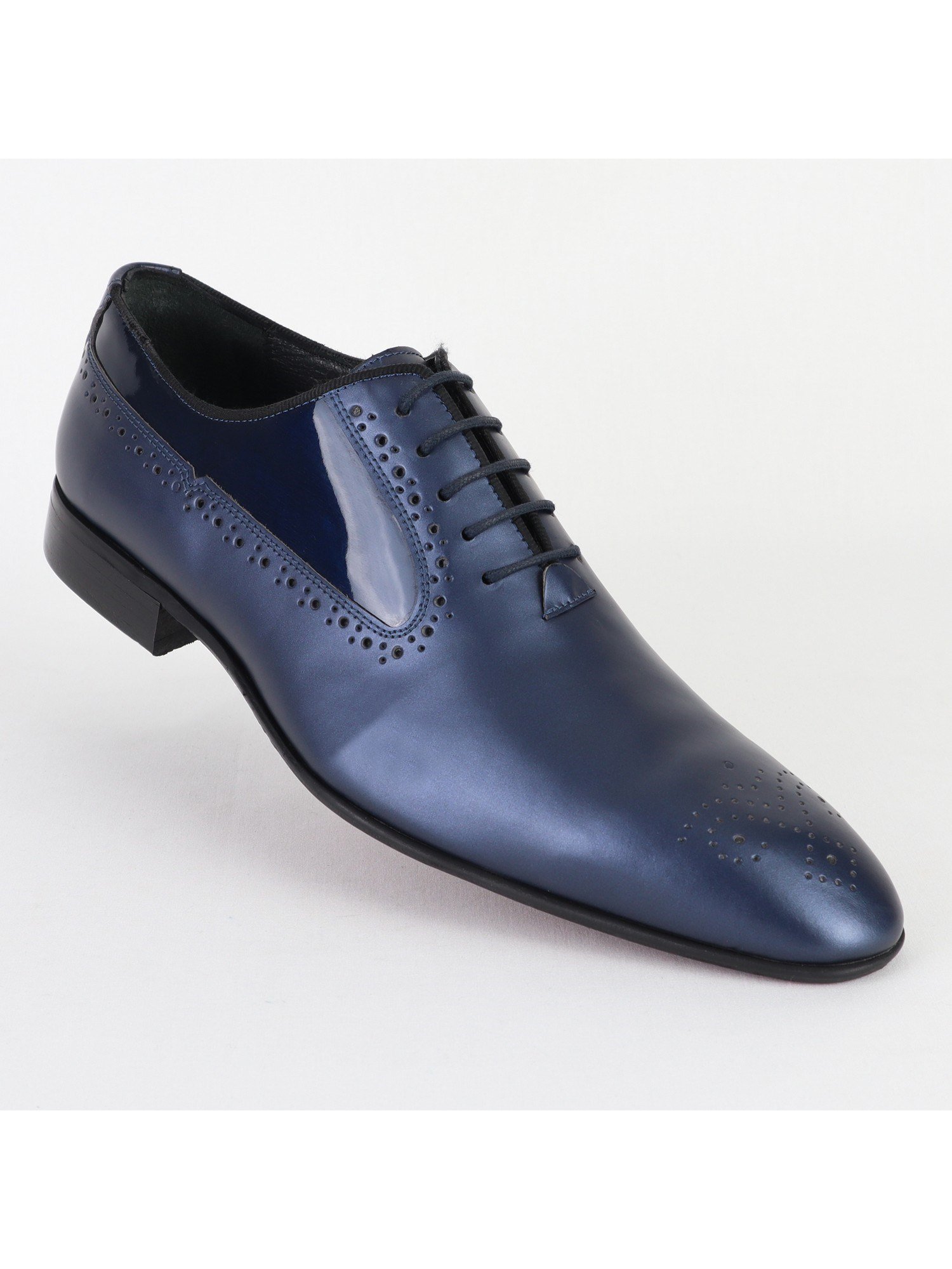 Dark-Blue Leather Classic Men's Shoes Wholesale