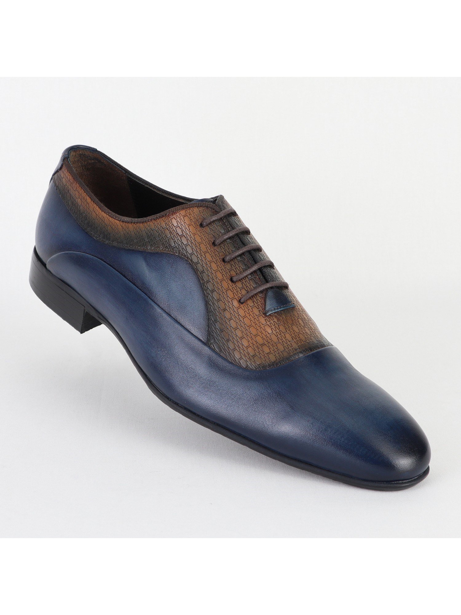Dark-Blue Brown Leather Men's Shoes Wholesale