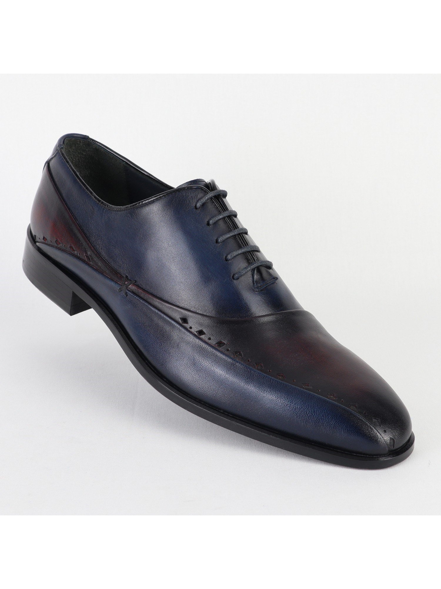 Classic Dark-Blue Leather Men's Shoes Wholesale