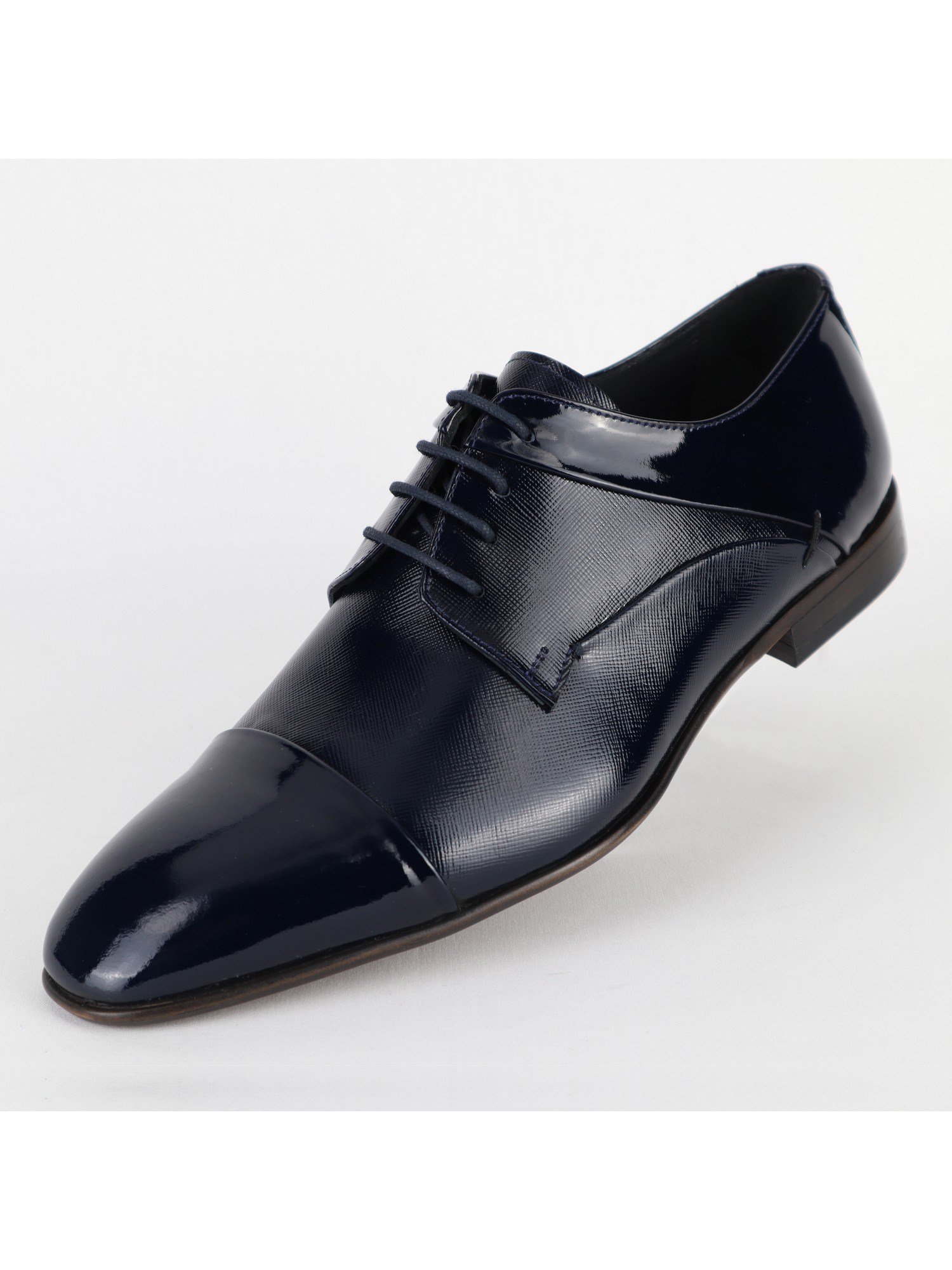 Dark-Blue Leather Classic Men's Shoes Wholesale
