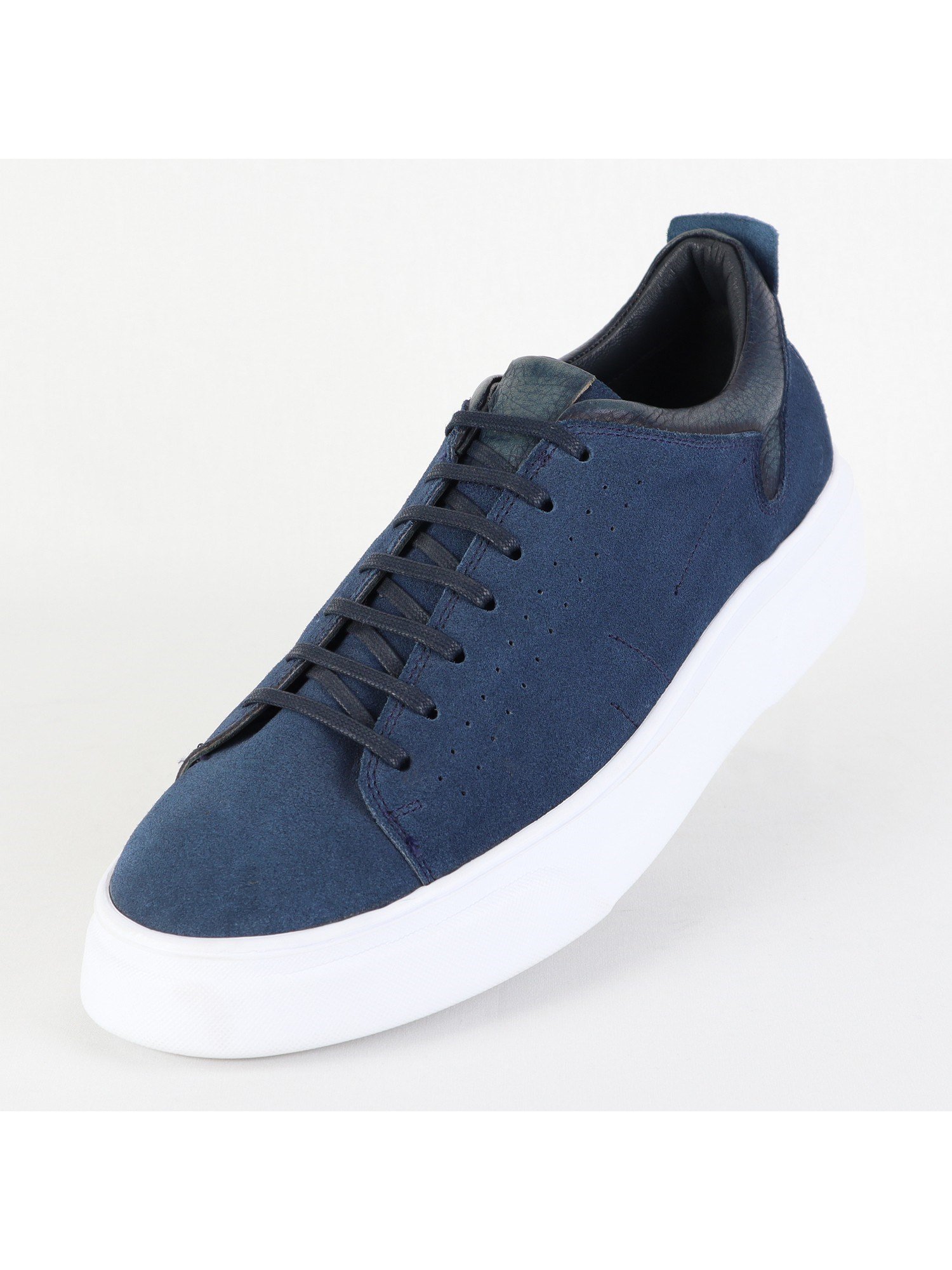 Navy Color White Sole Suede Lace Up Men’s Shoes Wholesale