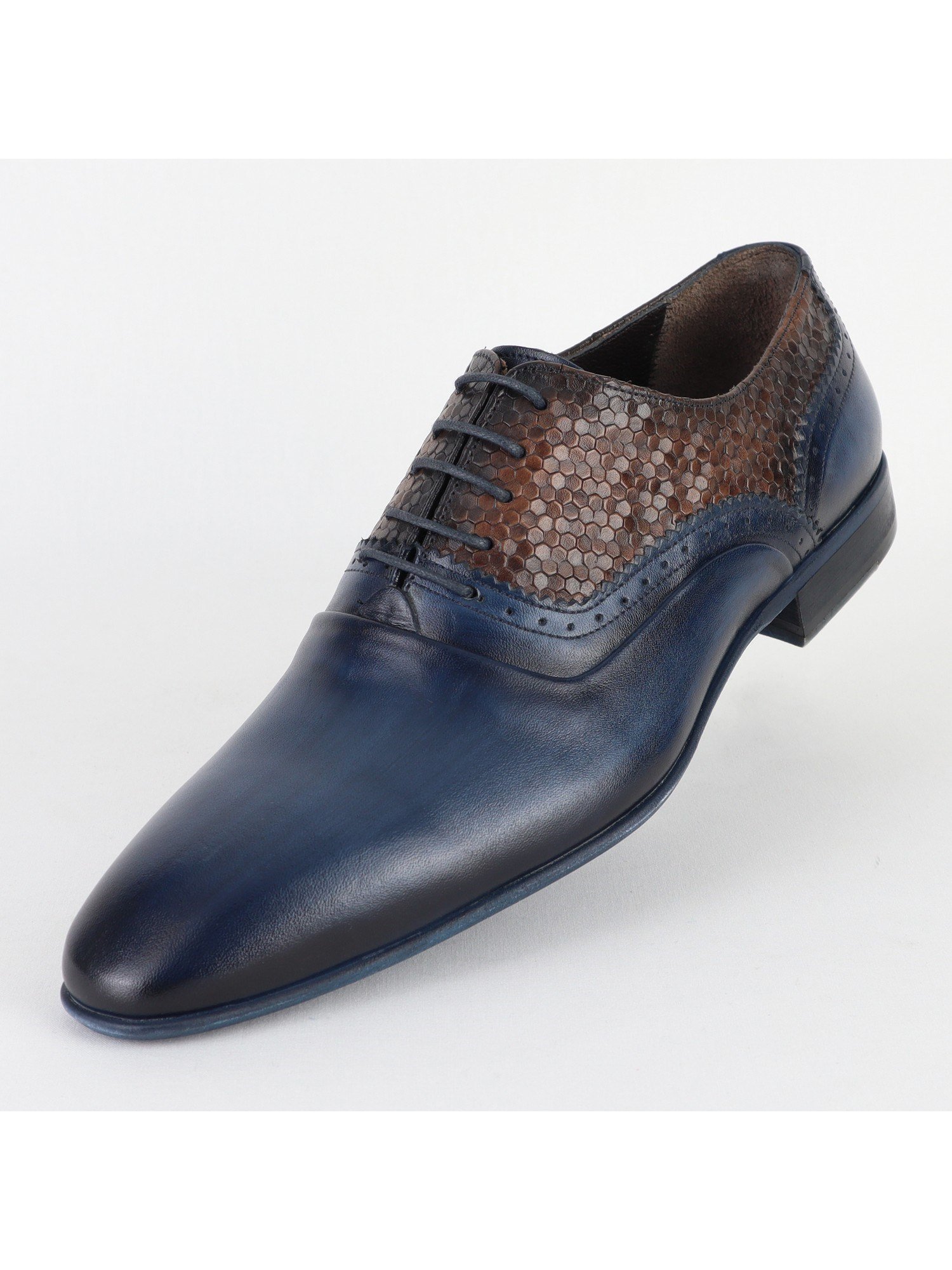 Dark-Blue Brown Leather Men's Shoes Wholesale