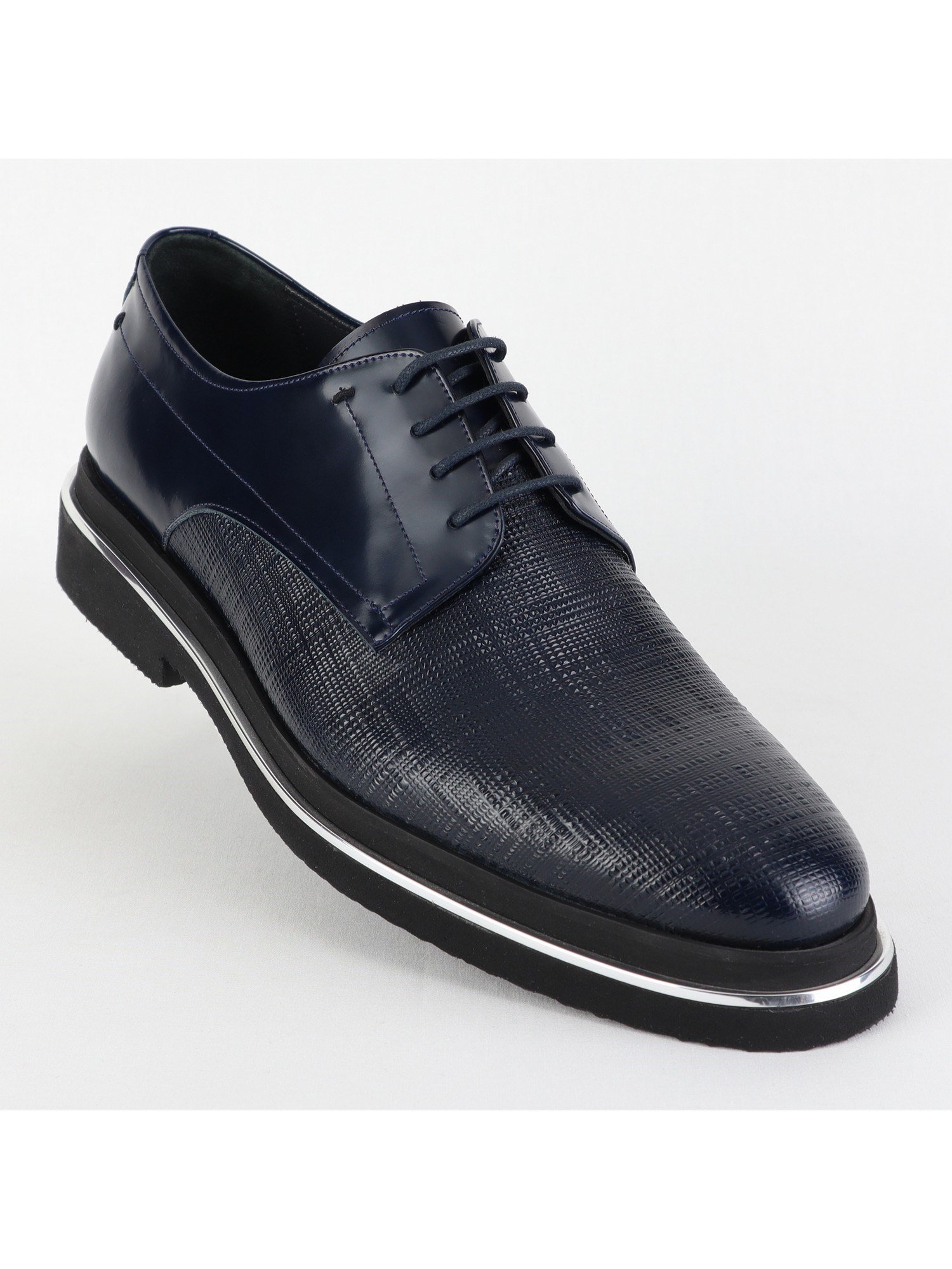 Navy Toned Classic Laced Up Leather Men’s Shoes Wholesale
