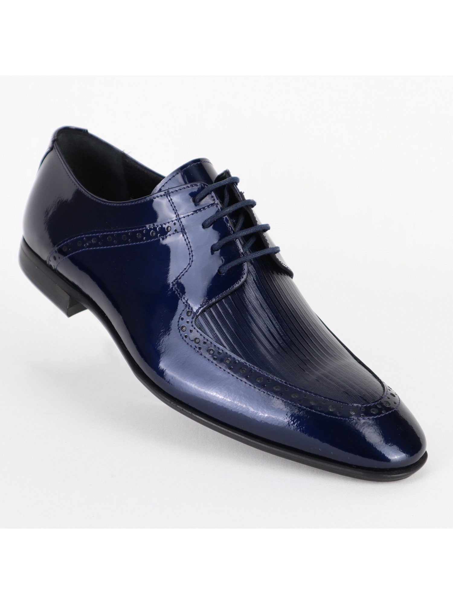 Leather Dark-Blue Classic Men's Shoes Wholesale