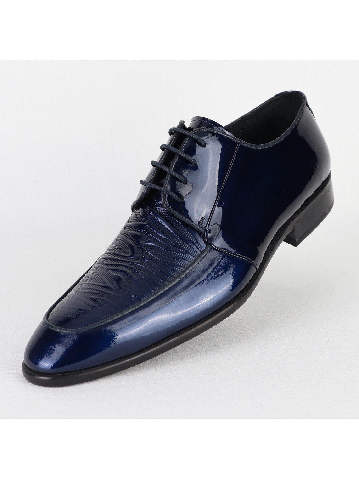 Dark-Blue Leather Lustrous Classic Men's Shoes Wholesale