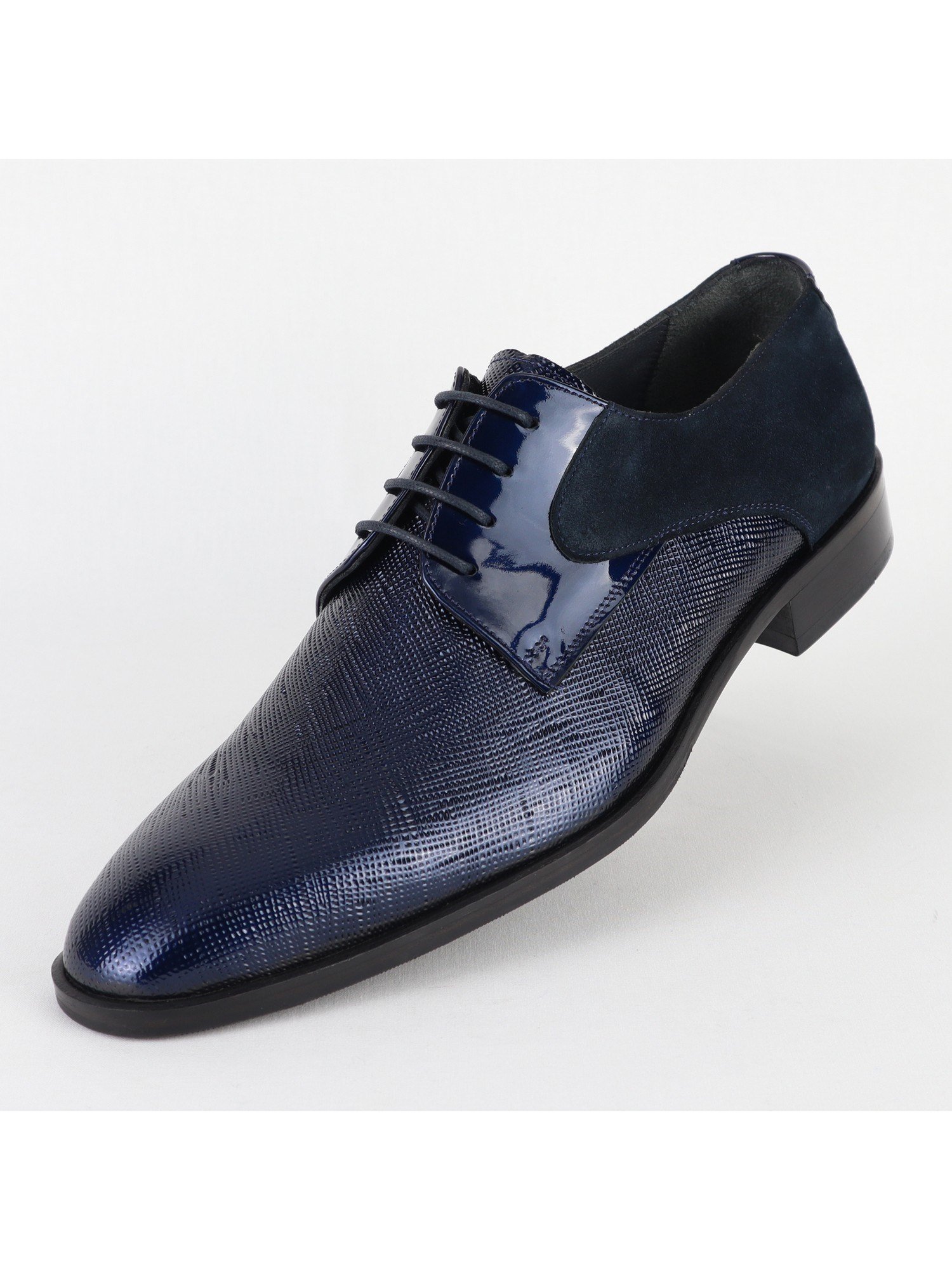 Classic Lace up Leather Dark Blue Men's Shoes Wholesale