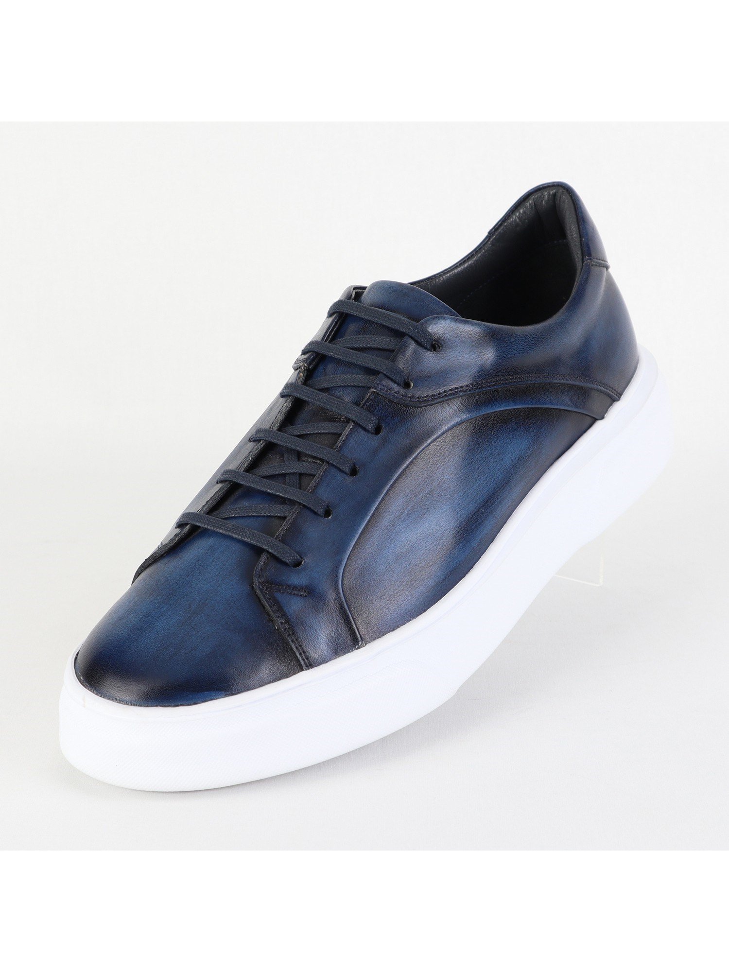 Navy Toned White Sole Leather Men’s Shoes Wholesale
