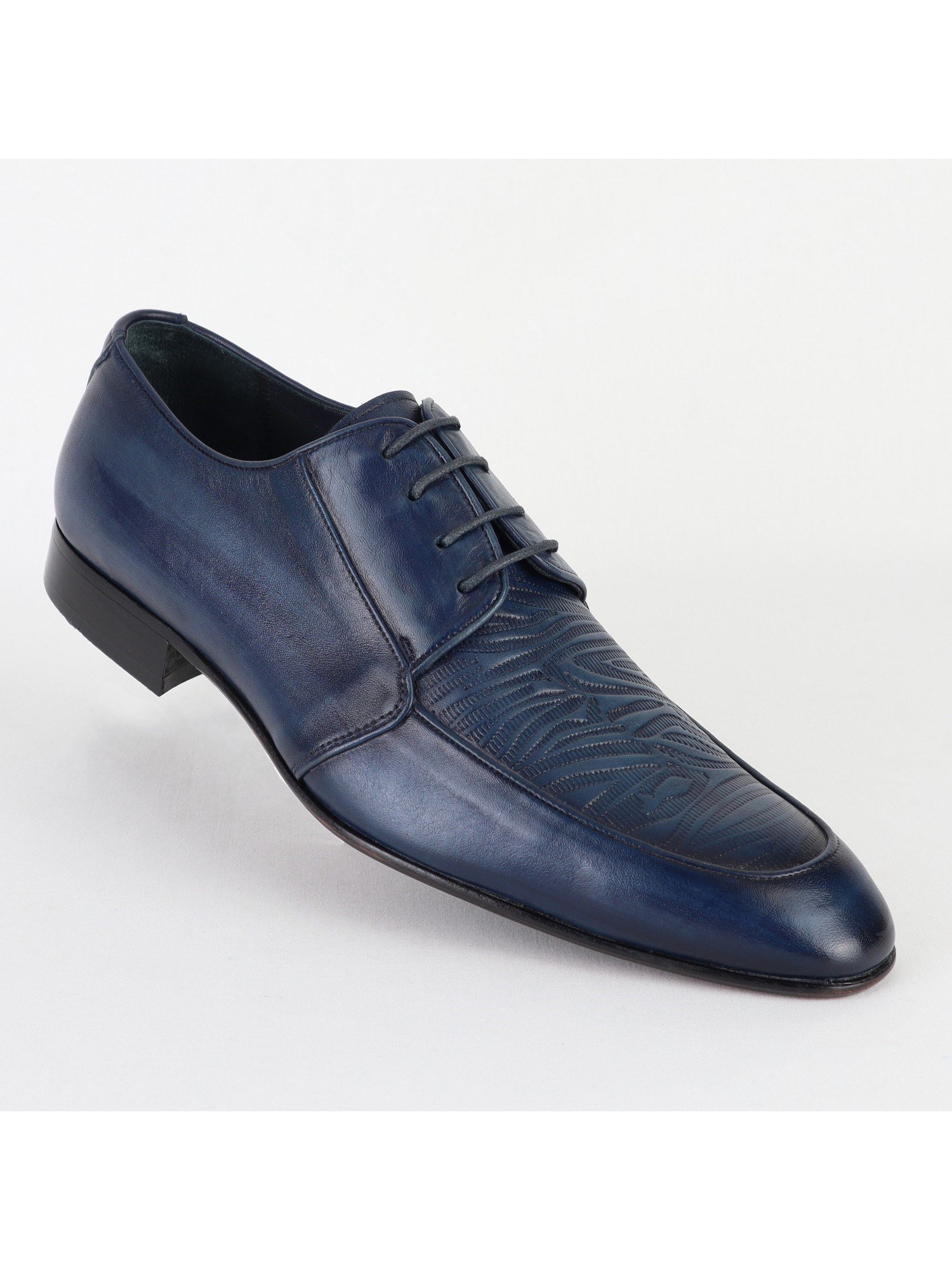 Dark-Blue Leather Classic Men's Shoes Wholesale
