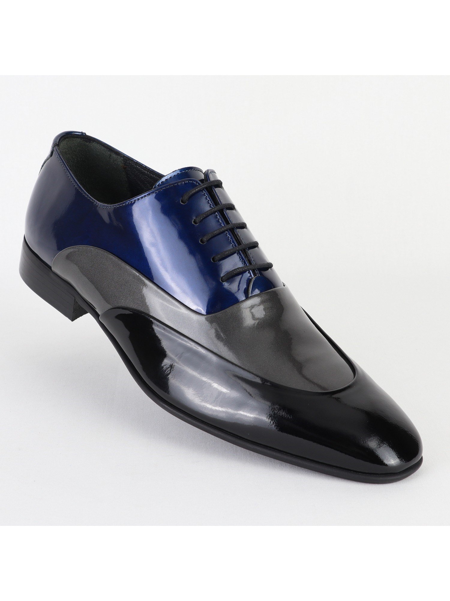 Dark-Blue Gray Black Leather Men's Shoes Wholesale
