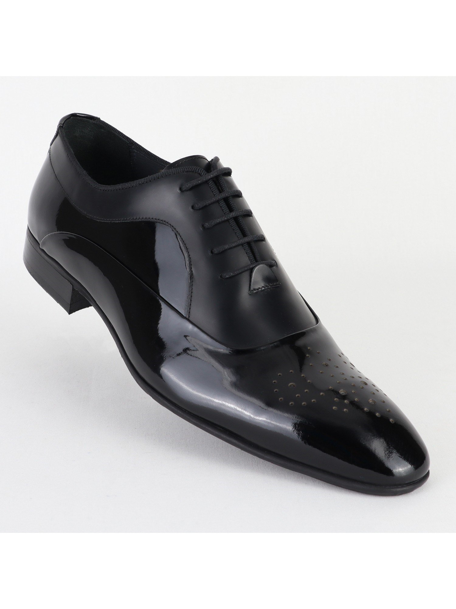 Black Dotted Lace Up Leather Men's Shoes Wholesale