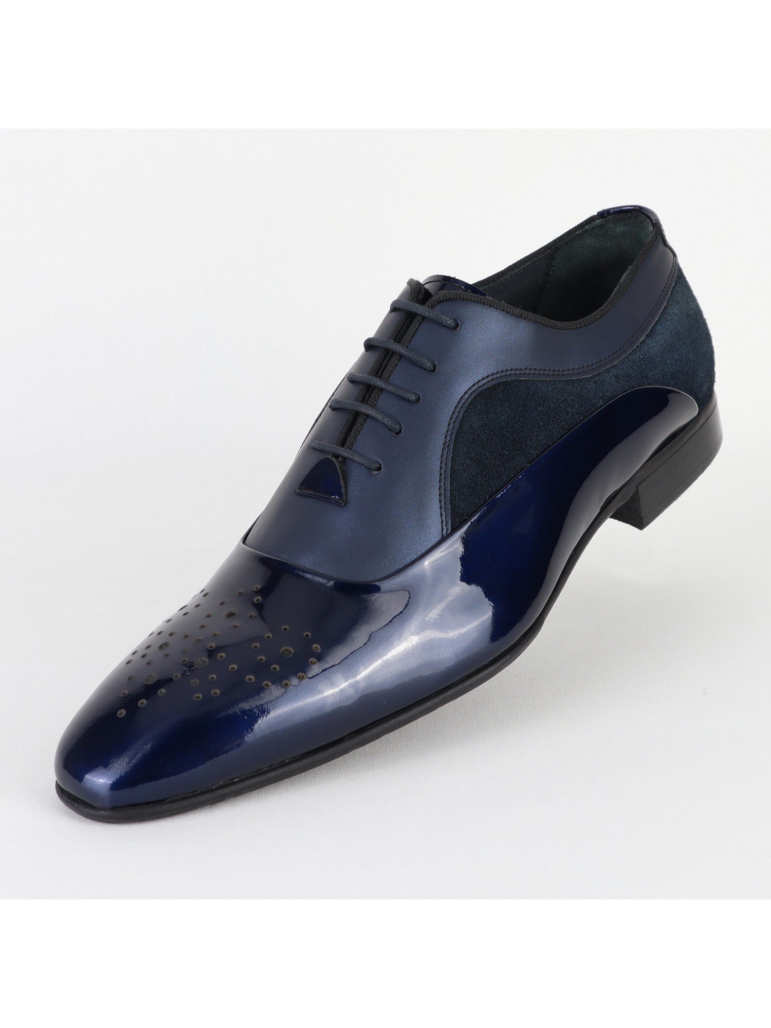 Navy Toned Lace Up Leather Men's Shoes Wholesale