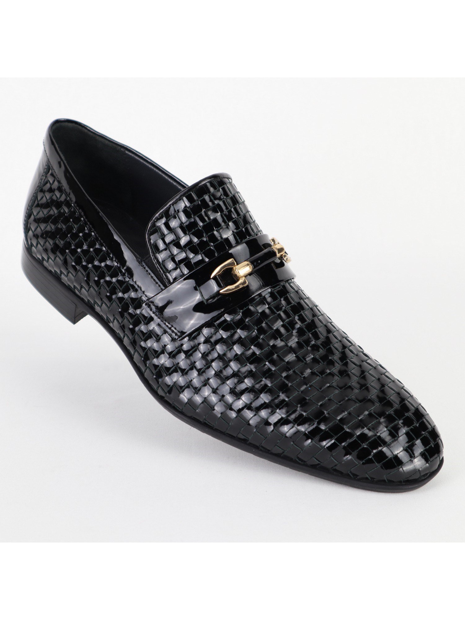 Classic Leather Patterned Black Men's Shoes Wholesale