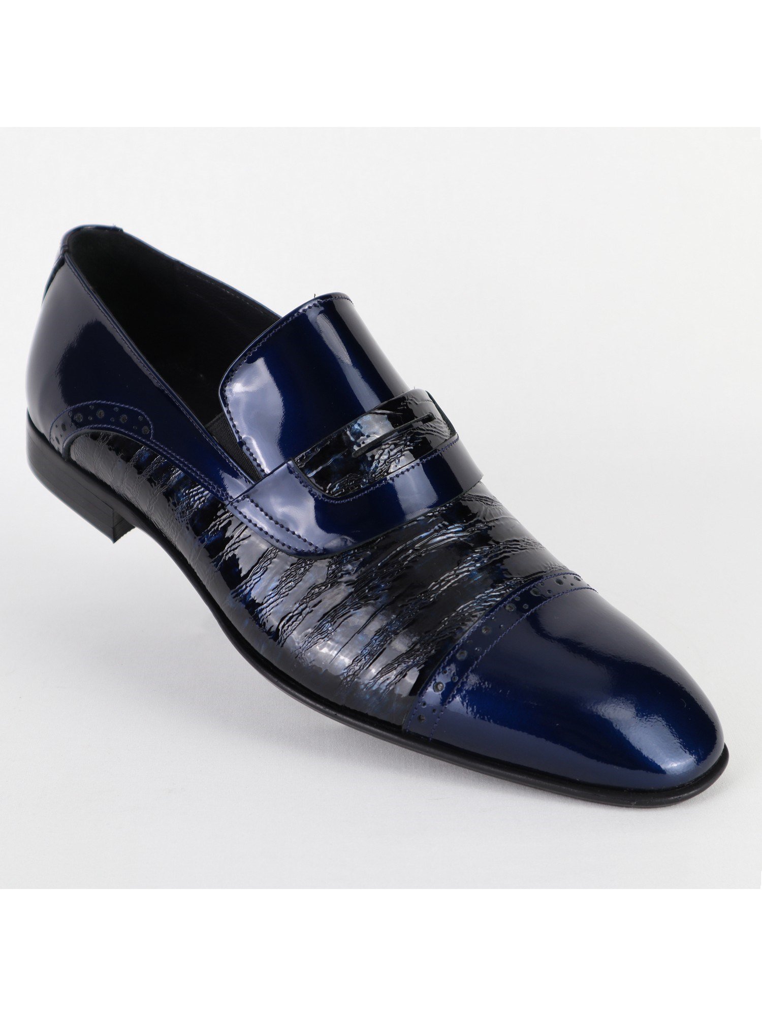 Edgers Klasik Düz Deri Black Navy Blue  Ayakkabı AYK-2928