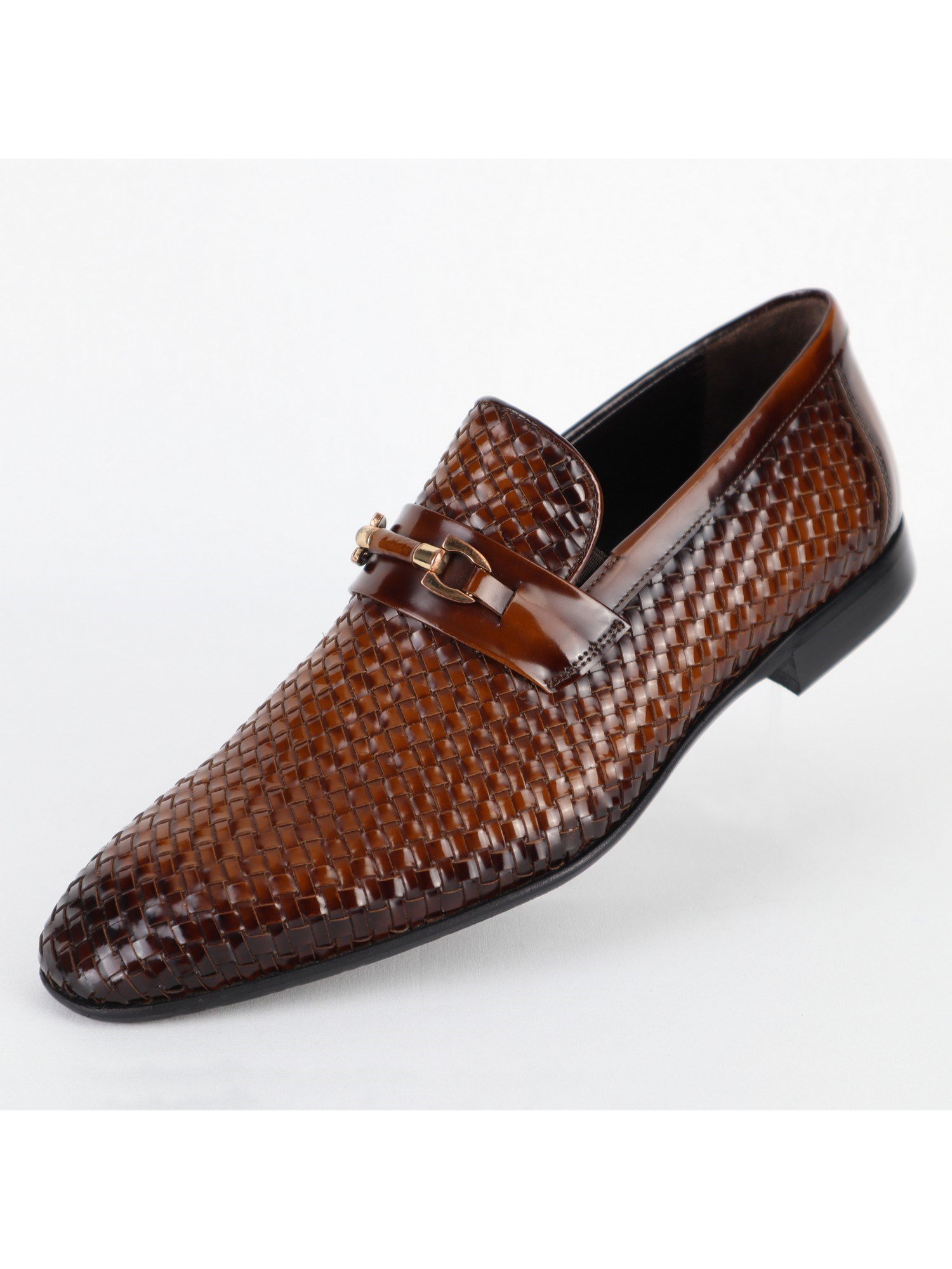 Classic Leather Patterned Brown Men's Shoes Wholesale
