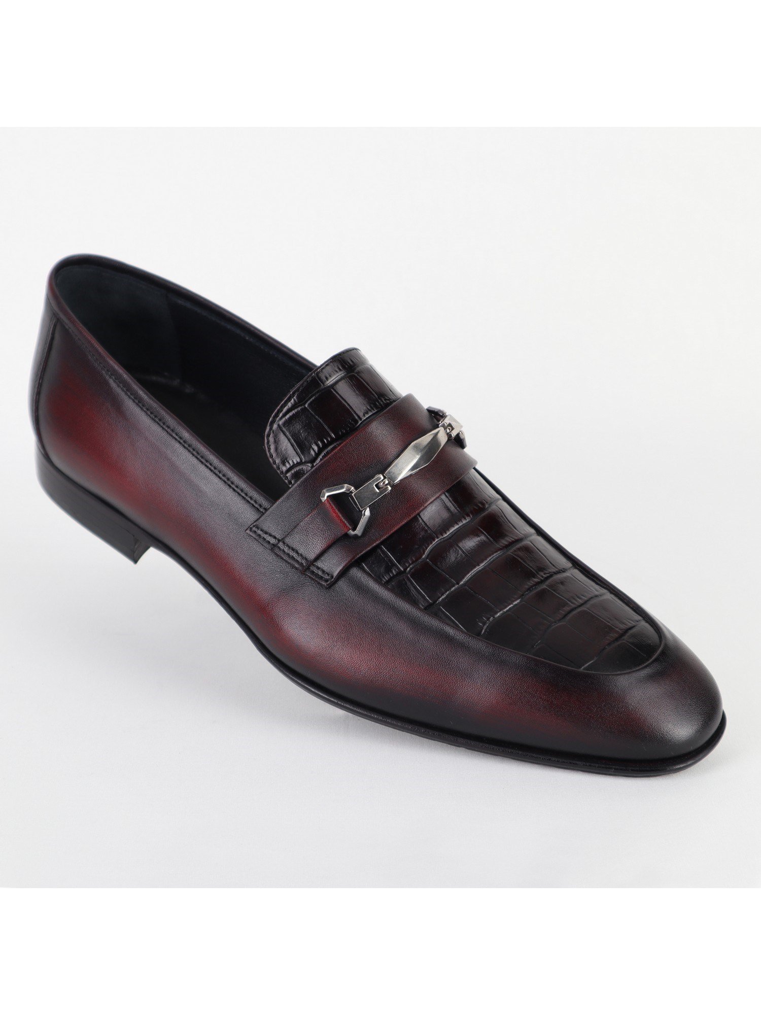 Maroon Classic Men's Leather Shoes Wholesale