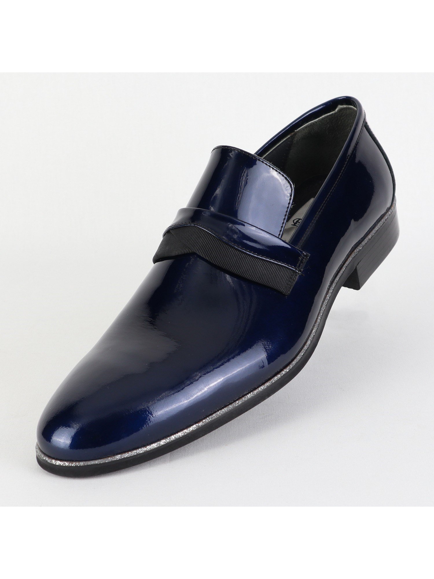 Navy Lacquered Classic Leather Men’s Shoes Wholesale