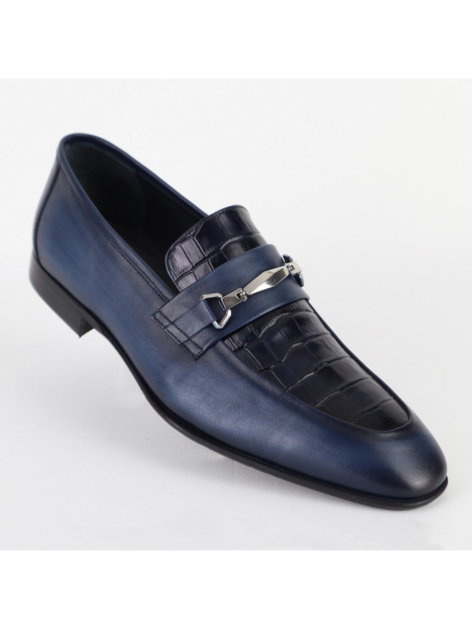 Classic Dark-Blue Men's Leather Shoes Wholesale
