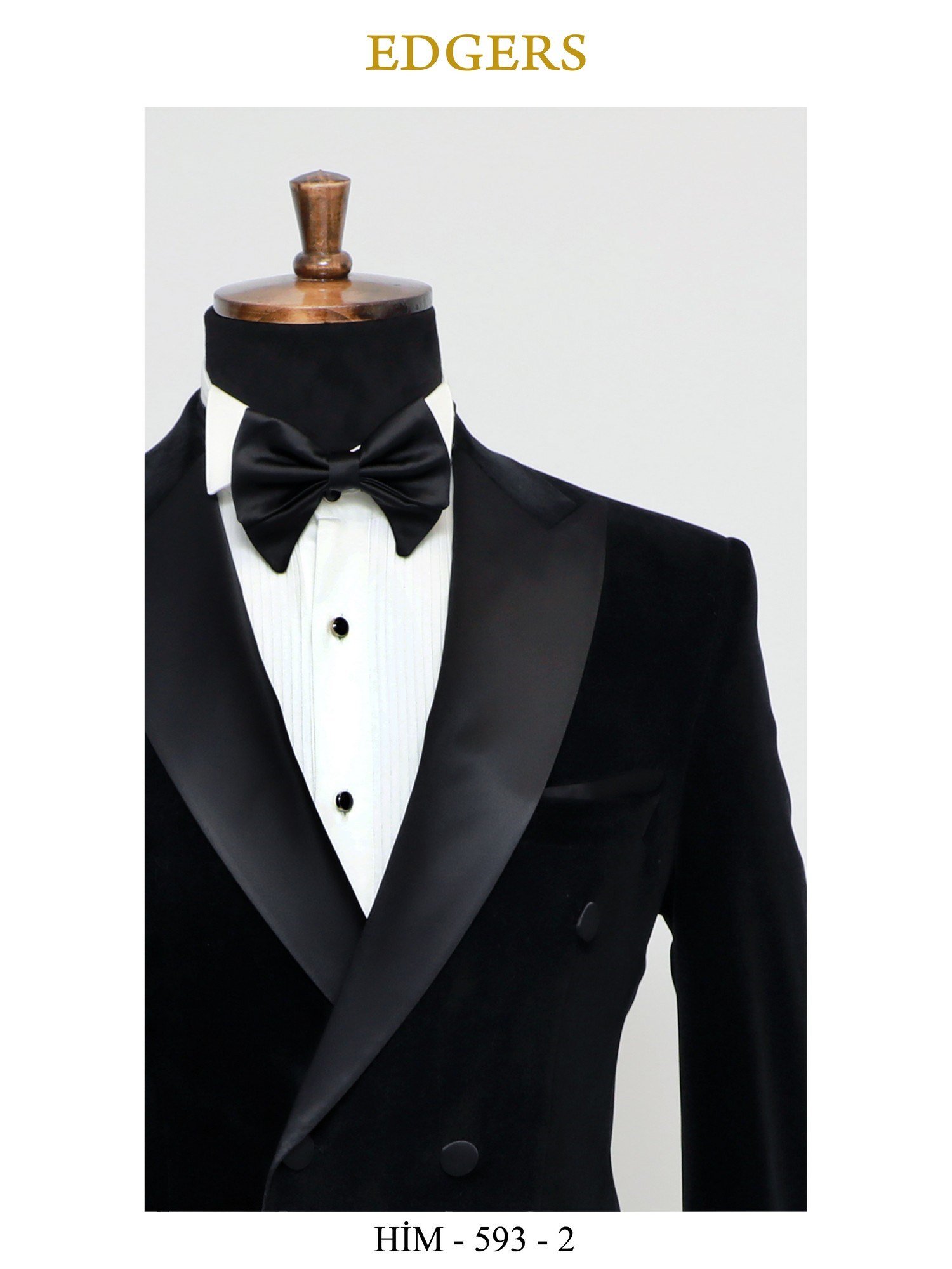 Edgers Kruvaze Black Satin Slim Fit Damatlık Takım HİM 593