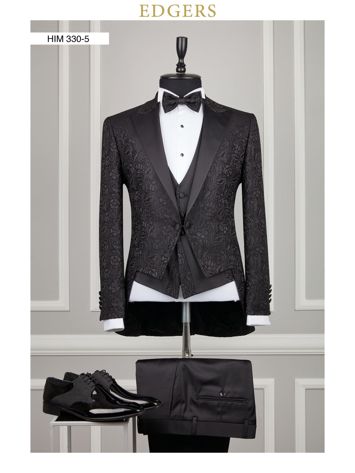 Black Patterned Slim Fit Tuxedo Wholesale