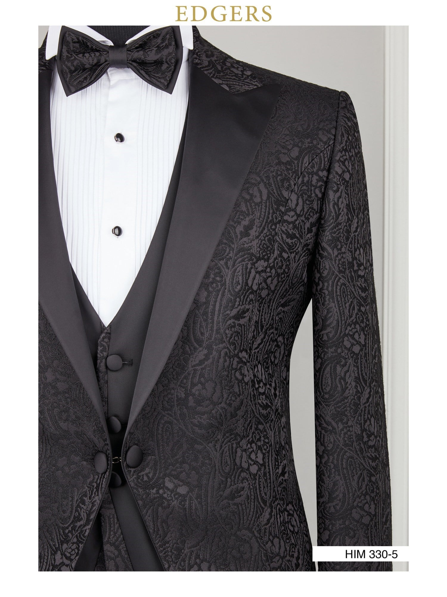 Black Patterned Slim Fit Tuxedo Wholesale