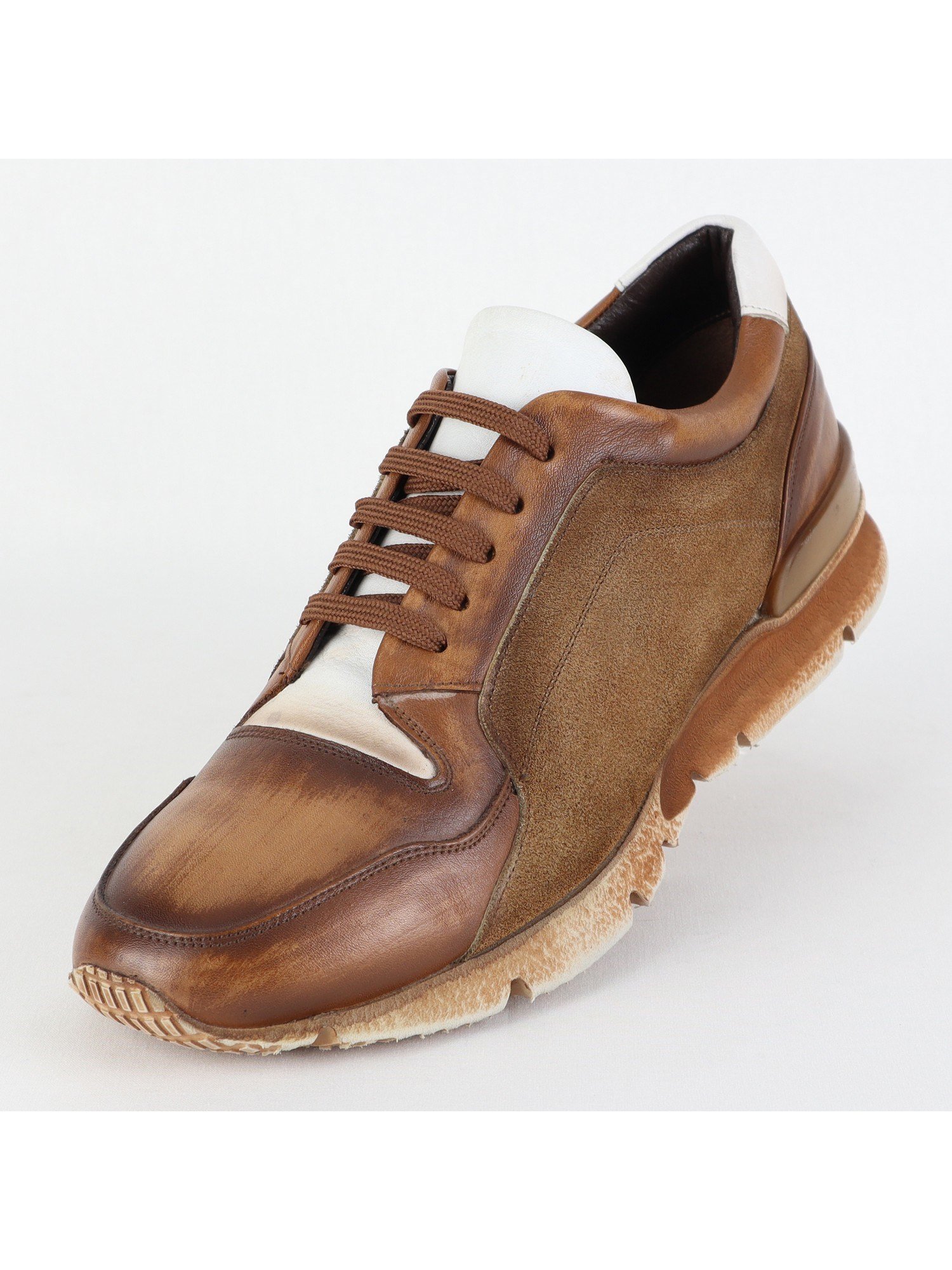 Brown Toned Suede & Leather Lace Up Comfort Men’s Shoes Wholesale