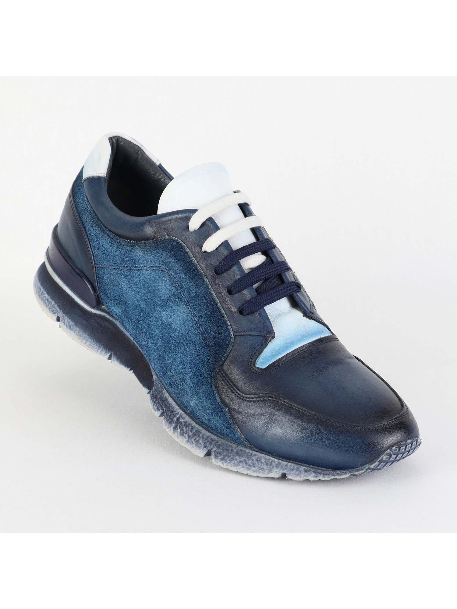 Navy Toned Suede & Leather Lace Up Comfort Men’s Shoes Wholesale