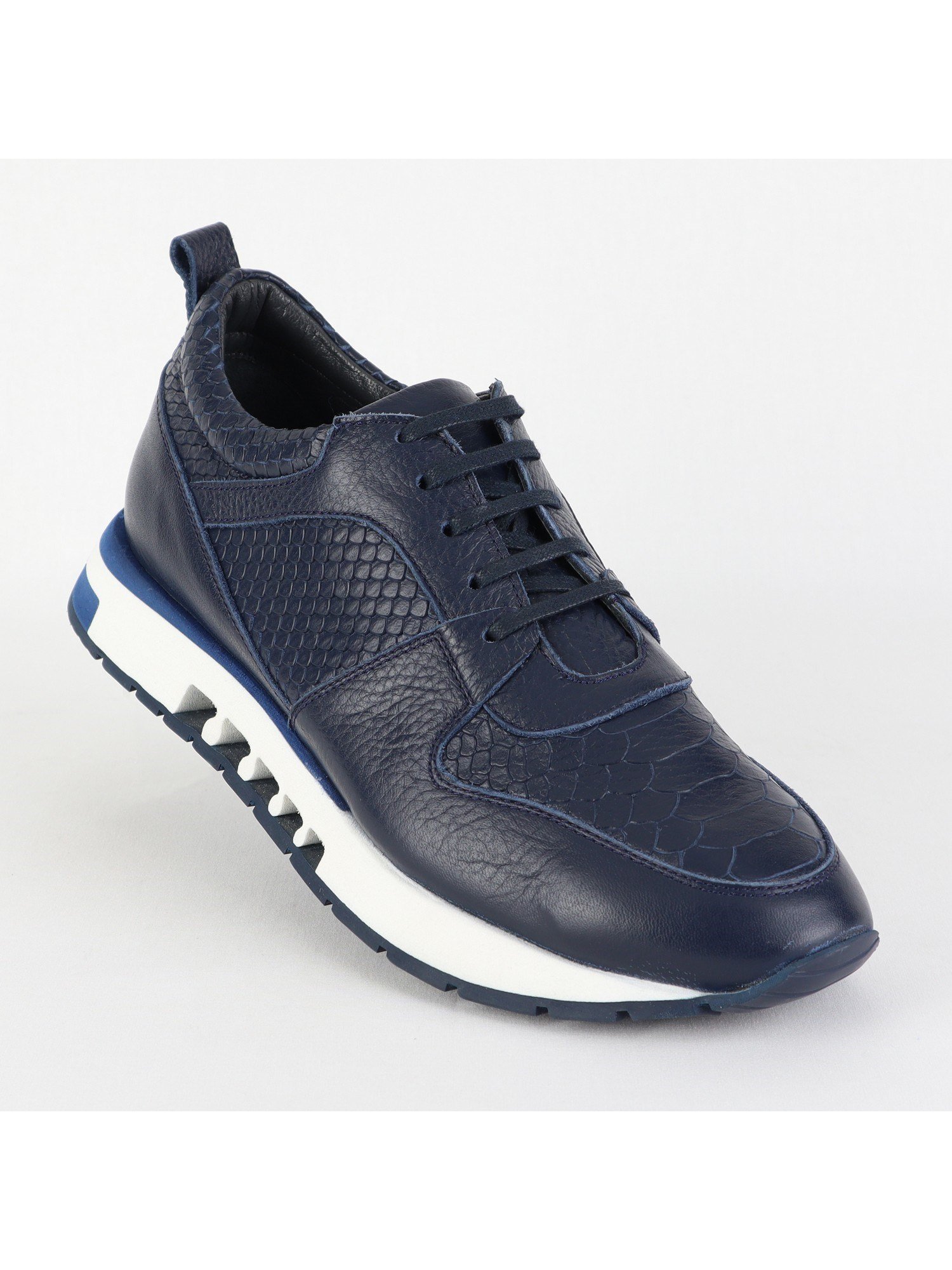 Navy Color White Sole Lace Up Leather Men’s Shoes Wholesale