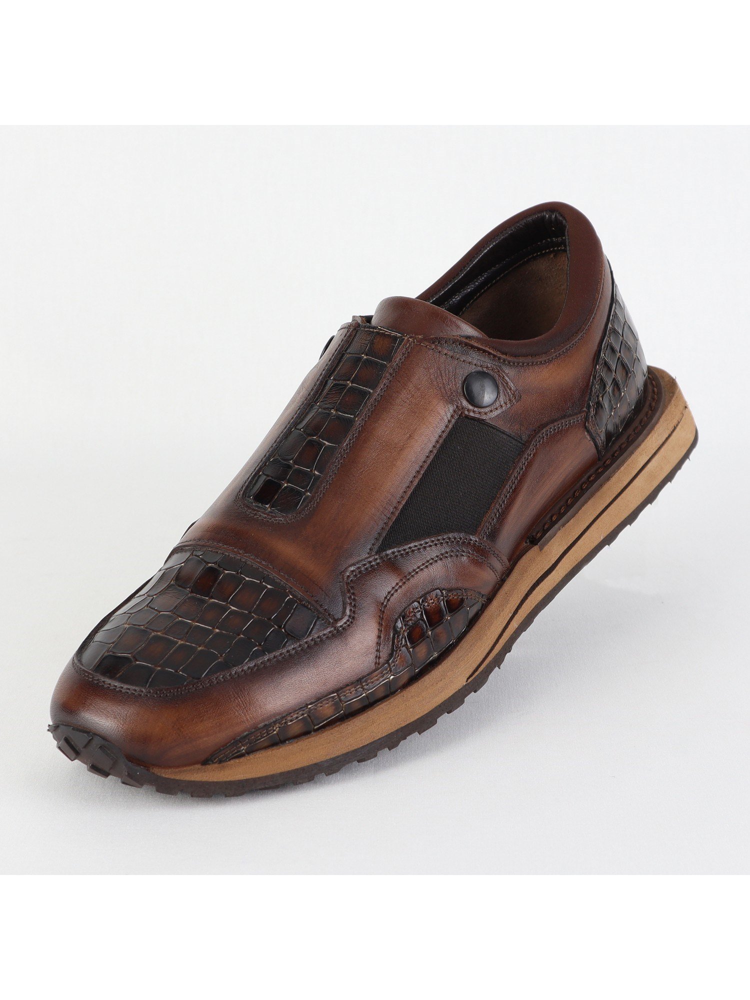 Brown Toned Patterned Leather Men’s Shoes Wholesale