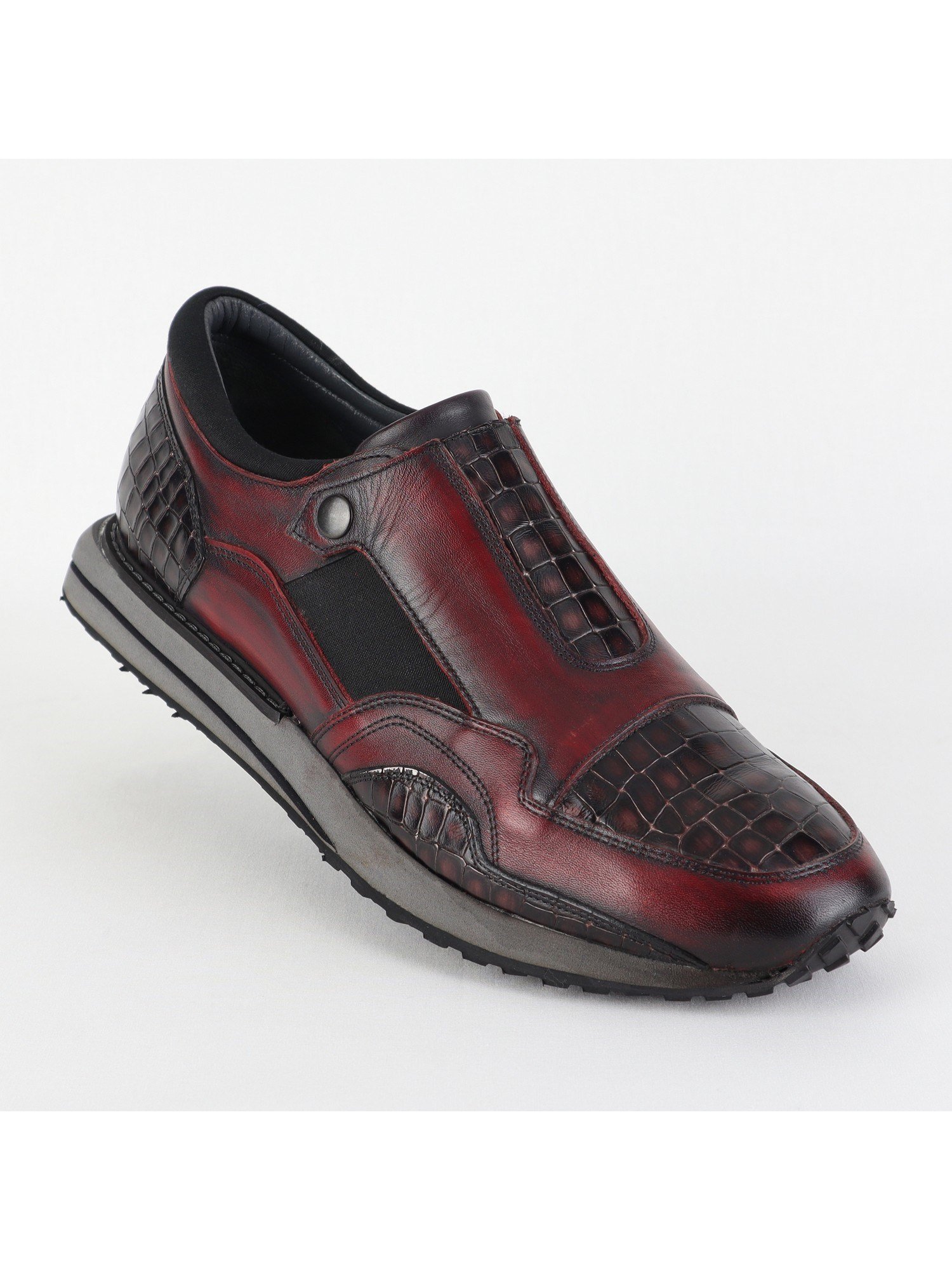 Burgundy Toned Patterned Leather Men’s Shoes Wholesale